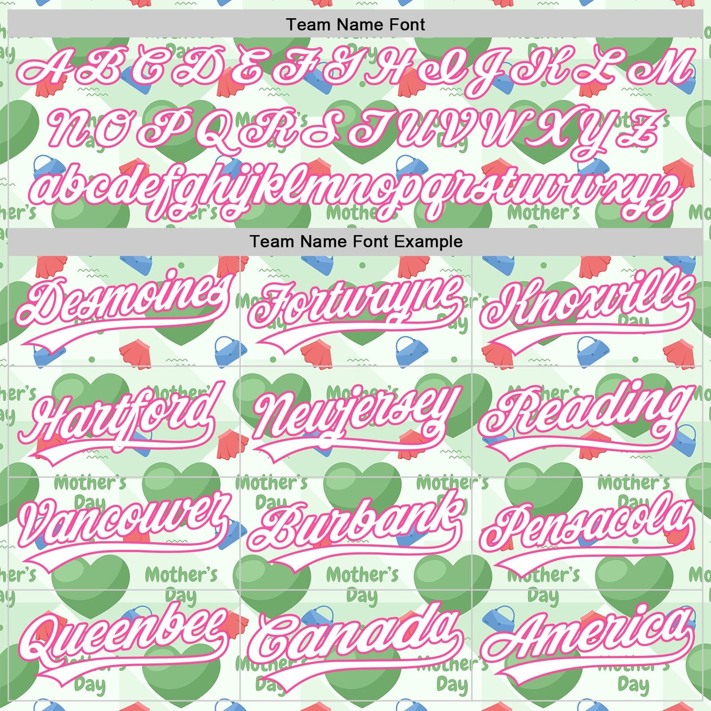 Custom Green White-Pink 3D Pattern Design Mother's Day Love Authentic Baseball Jersey view 4