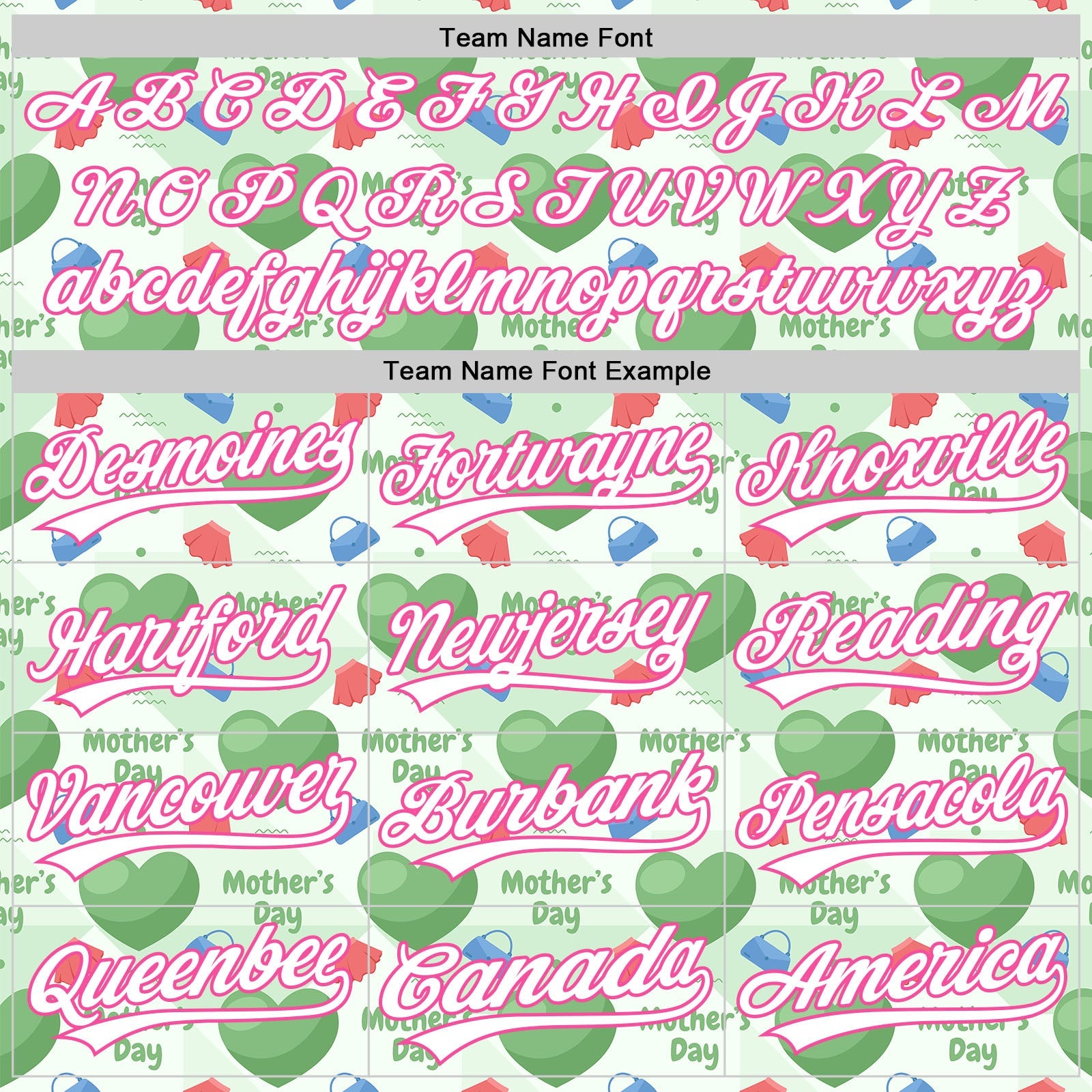 Custom Green White-Pink 3D Pattern Design Mother's Day Love Authentic Baseball Jersey view 4