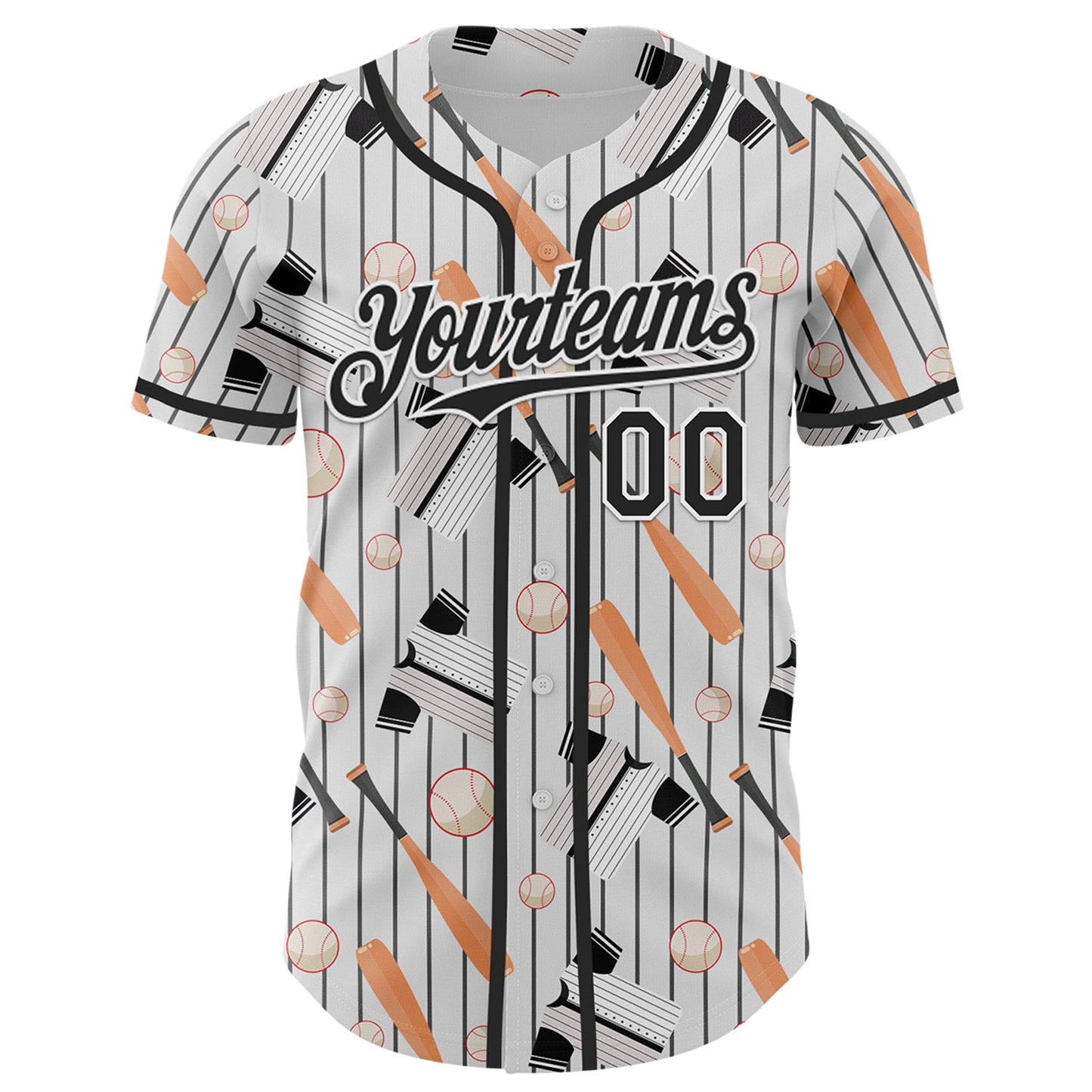 Custom White Black Comic Doodle Ballgame 3D Pattern Design Authentic Baseball Jersey view 2