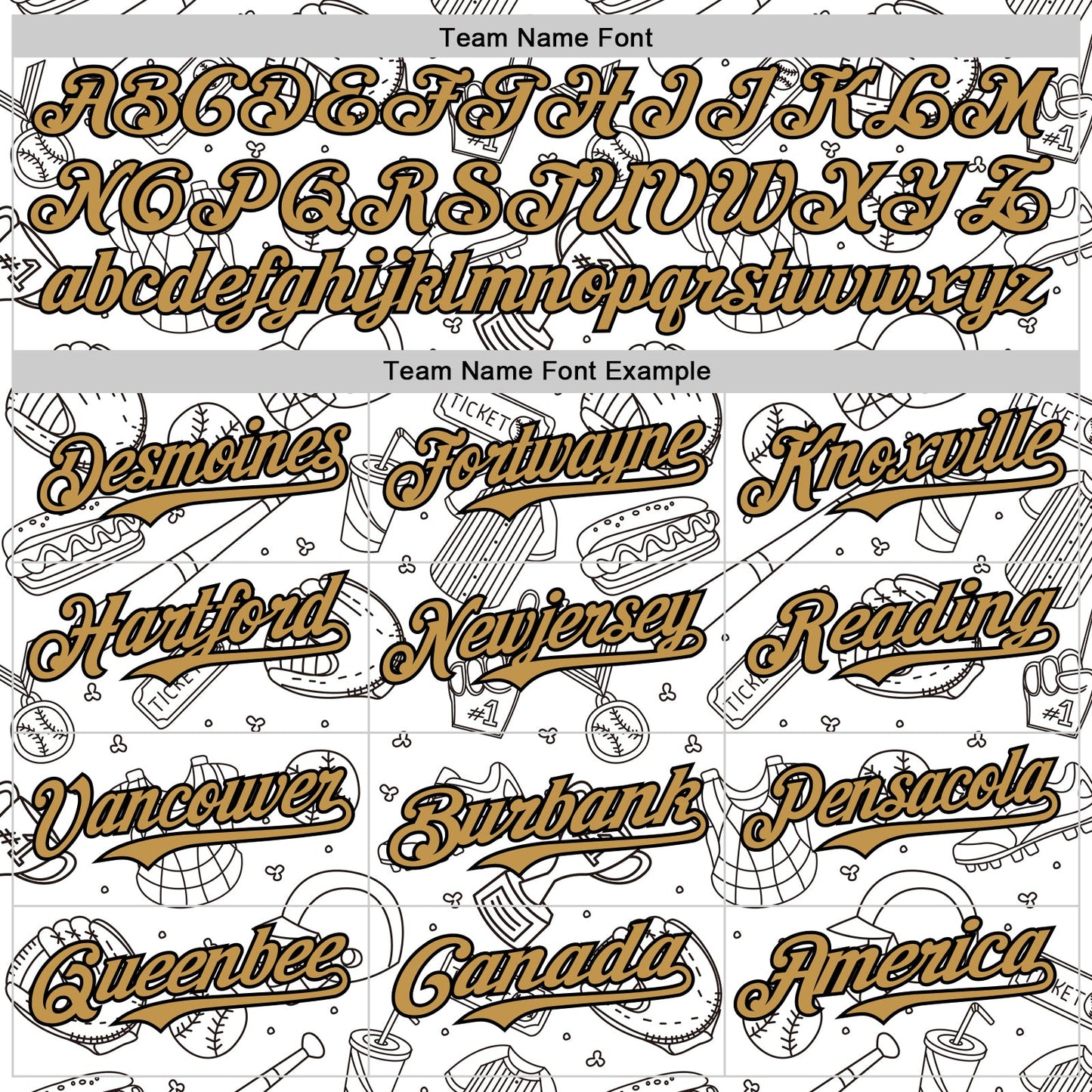 Custom White Old Gold-Black Comic Doodle Ballgame 3D Pattern Design Authentic Baseball Jersey view 4