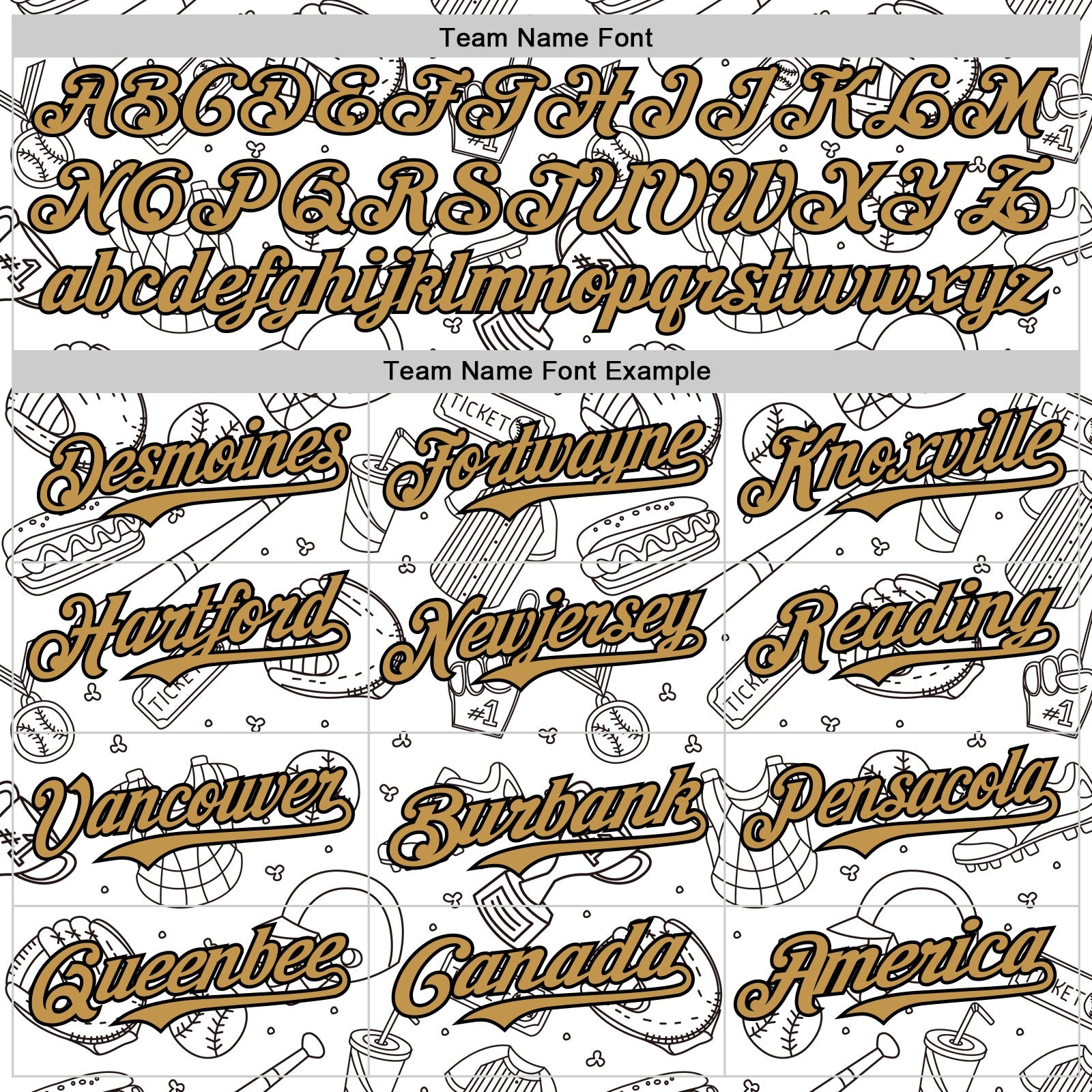 Custom White Old Gold-Black Comic Doodle Ballgame 3D Pattern Design Authentic Baseball Jersey view 4