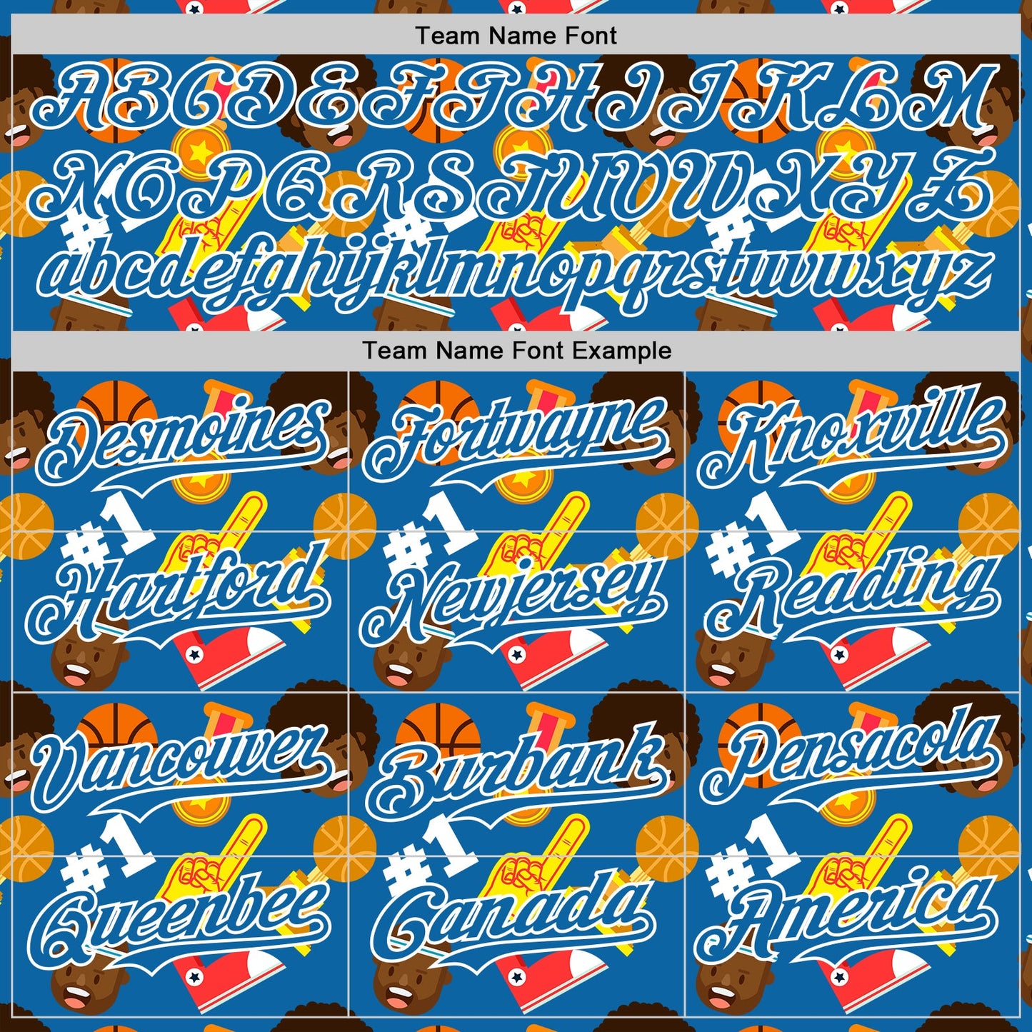 Custom Blue White Comic Doodle Ballgame 3D Pattern Design Authentic Baseball Jersey view 4