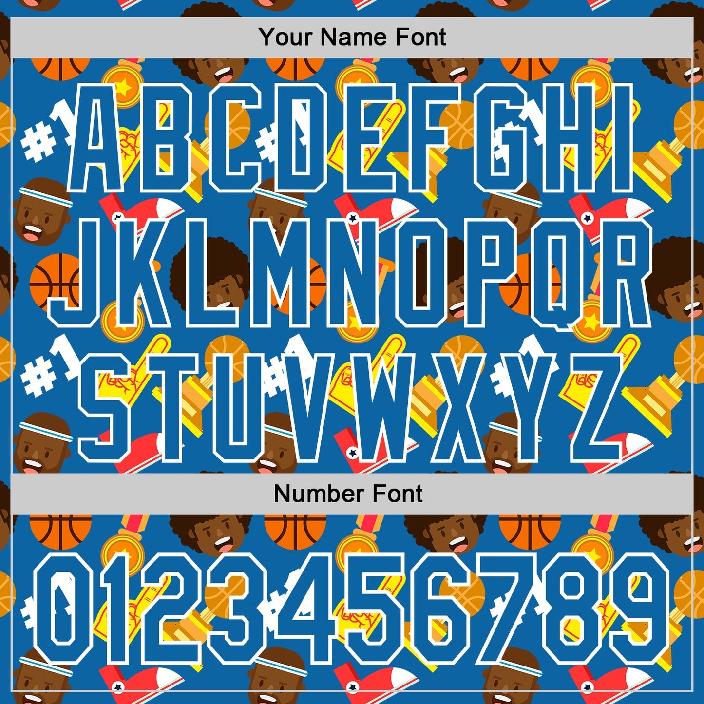 Custom Blue White Comic Doodle Ballgame 3D Pattern Design Authentic Baseball Jersey view 5