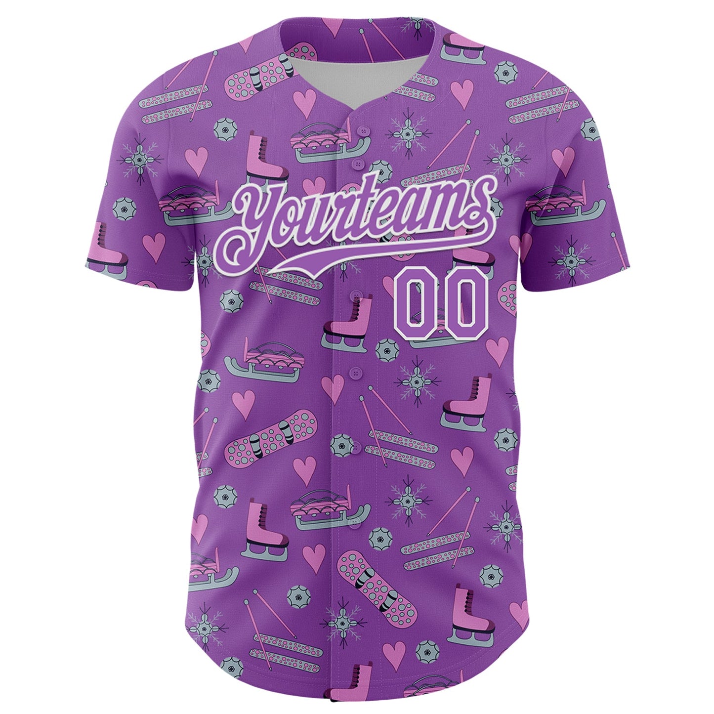 Custom Medium Purple White Comic Doodle Ballgame 3D Pattern Design Authentic Baseball Jersey view 2