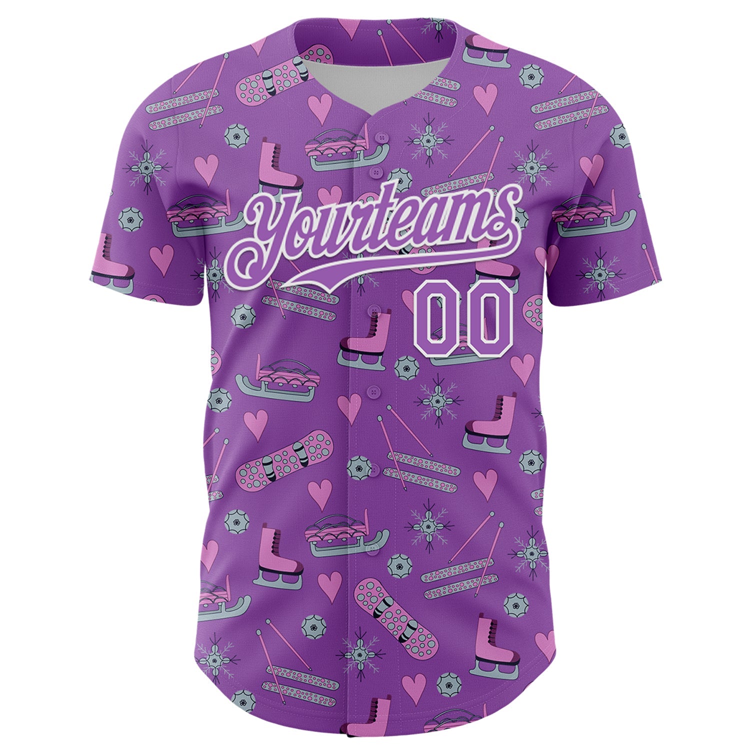 Custom Medium Purple White Comic Doodle Ballgame 3D Pattern Design Authentic Baseball Jersey view 2