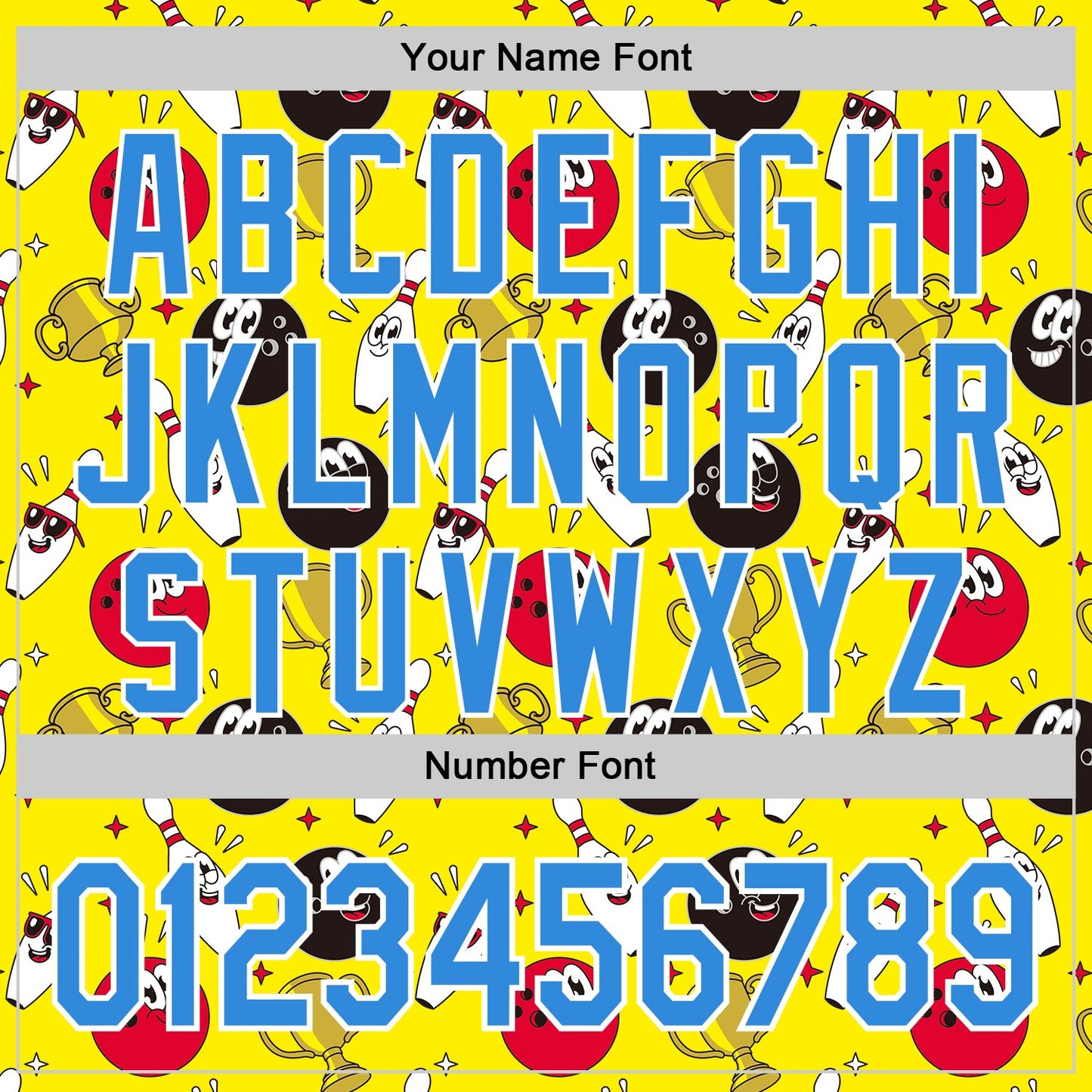 Custom Light Yellow Electric Blue-White Comic Doodle Ballgame 3D Pattern Design Authentic Baseball Jersey view 5