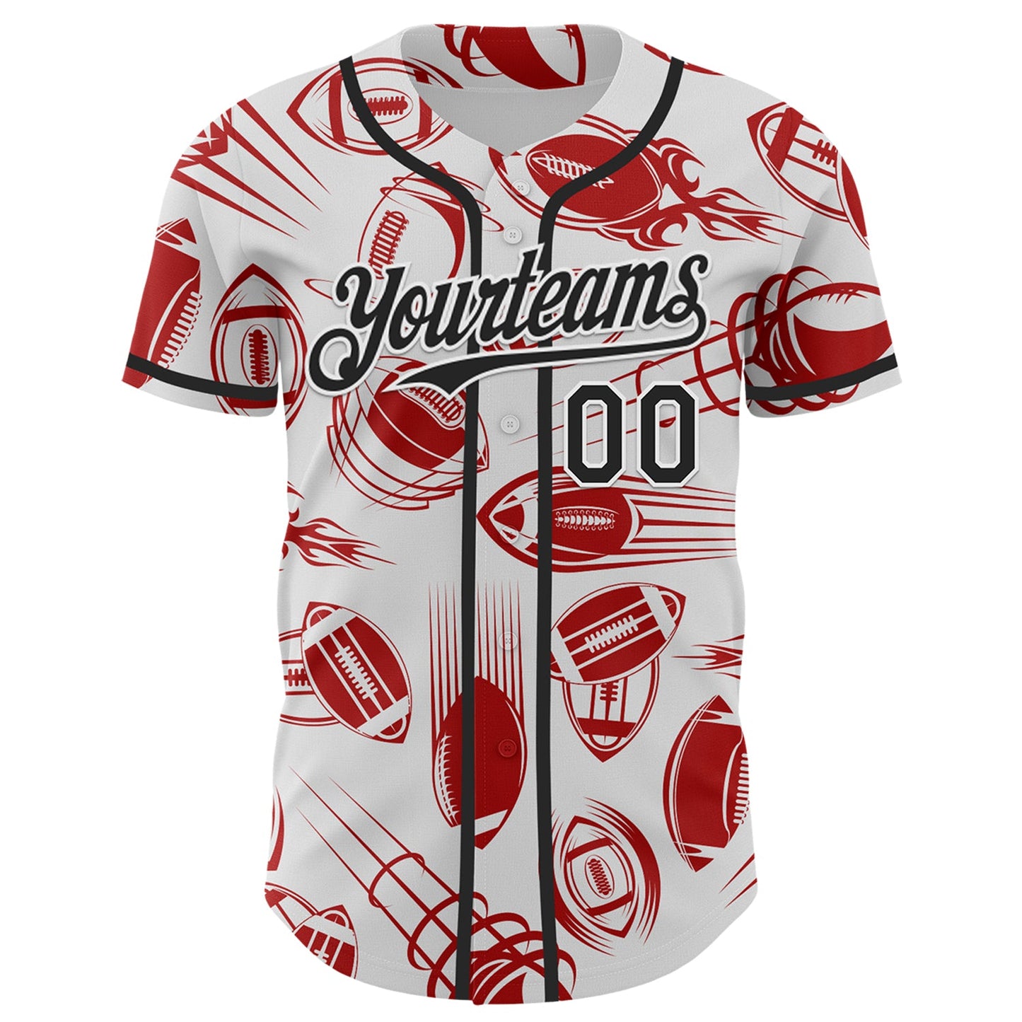 Custom White Black Comic Doodle Ballgame 3D Pattern Design Authentic Baseball Jersey view 2