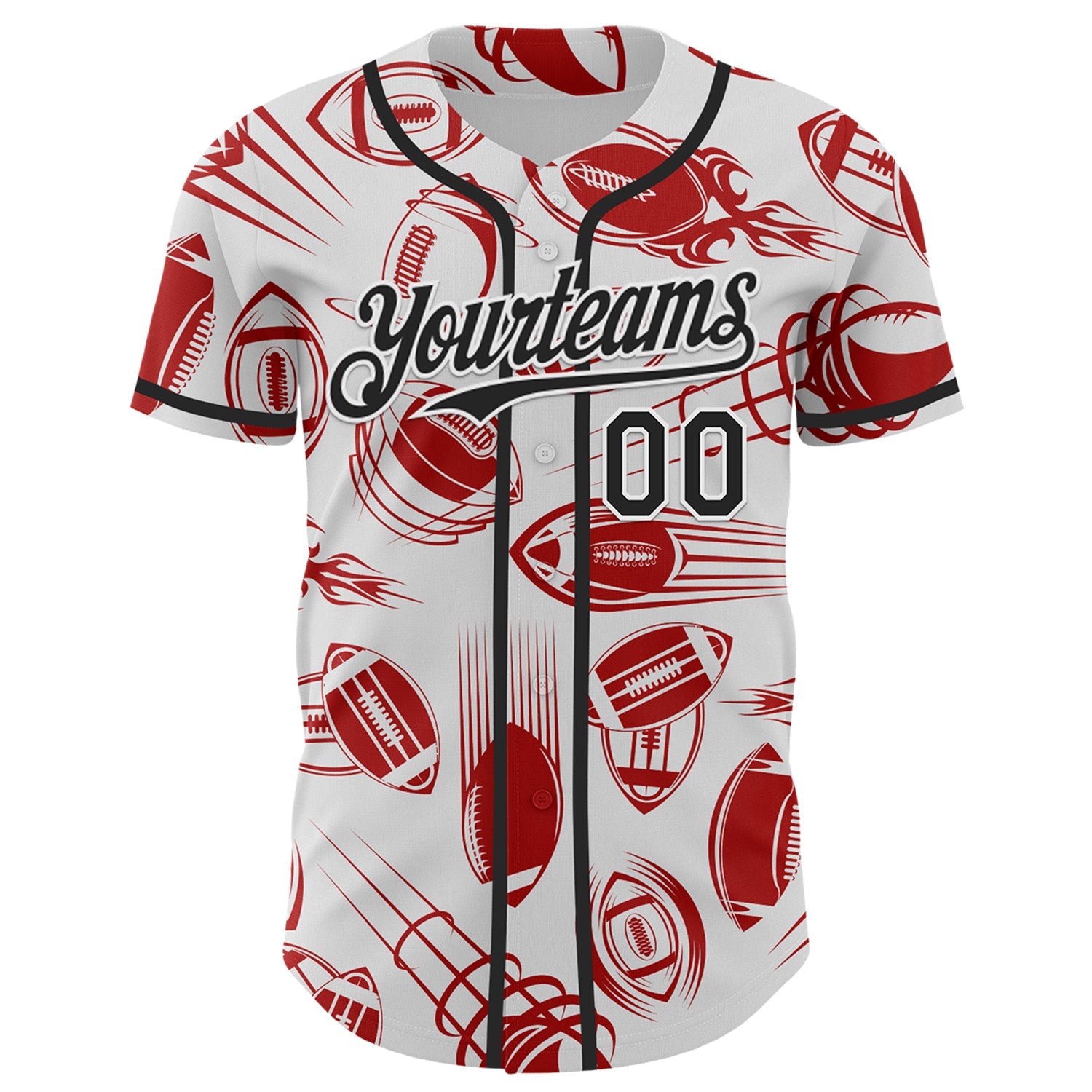 Custom White Black Comic Doodle Ballgame 3D Pattern Design Authentic Baseball Jersey view 2