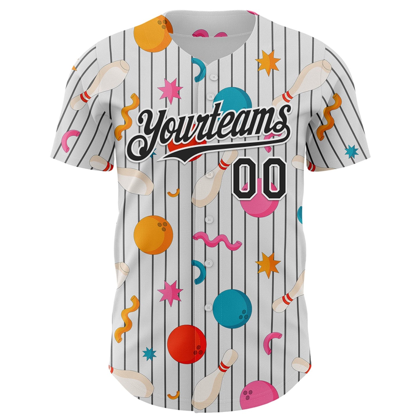 Custom White Black Comic Doodle Ballgame 3D Pattern Design Authentic Baseball Jersey view 2