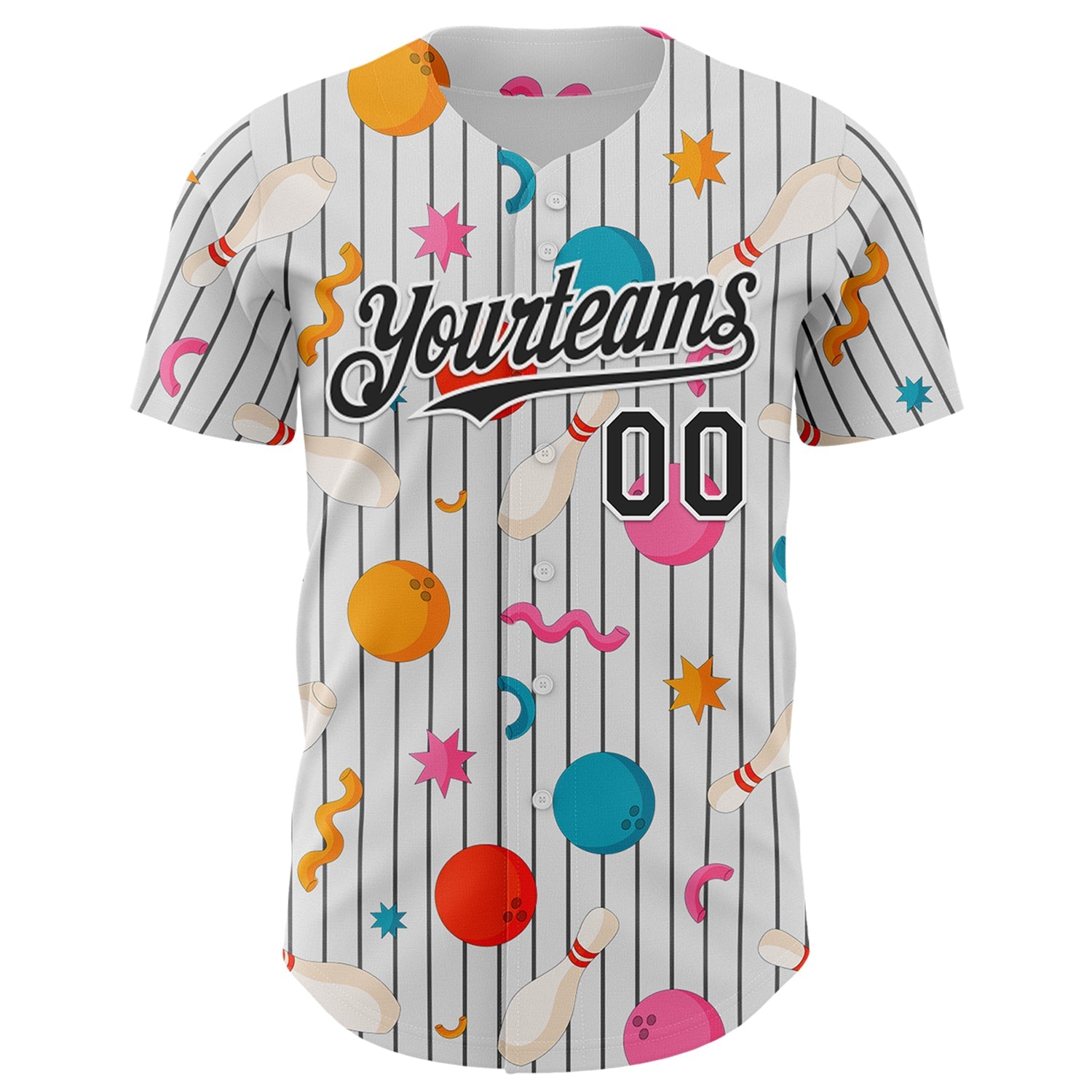 Custom White Black Comic Doodle Ballgame 3D Pattern Design Authentic Baseball Jersey view 2