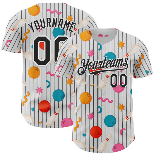 Custom White Black Comic Doodle Ballgame 3D Pattern Design Authentic Baseball Jersey - Main View