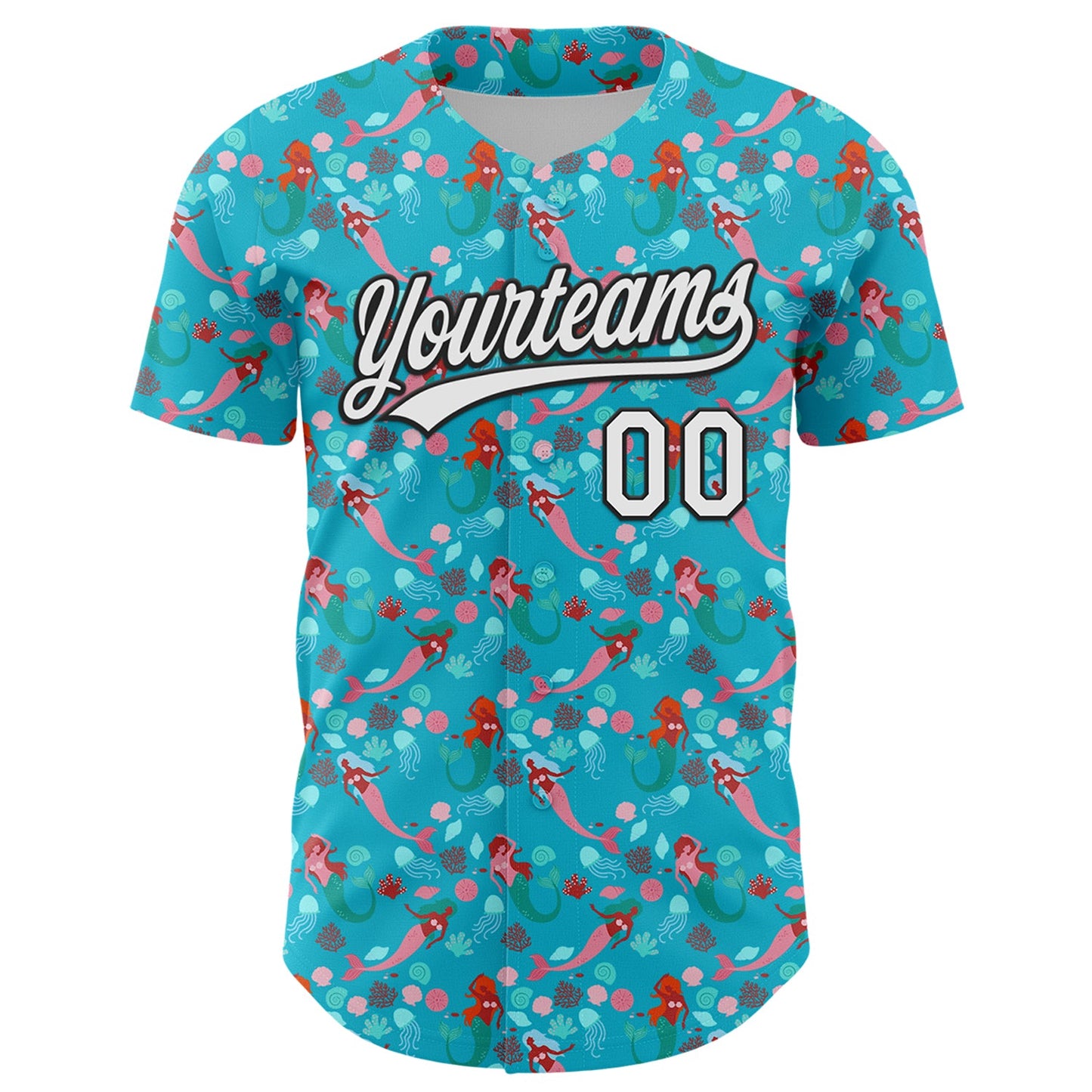 Custom Lakes Blue White-Black 3D Hawaii Ocean Creature Authentic Baseball Jersey view 2