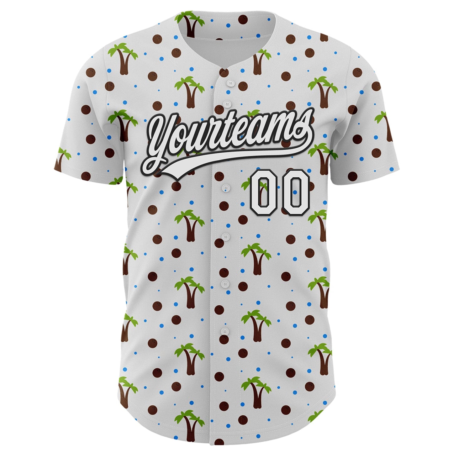 Custom White Black 3D Hawaii Tropical Palm Tree Authentic Baseball Jersey view 2