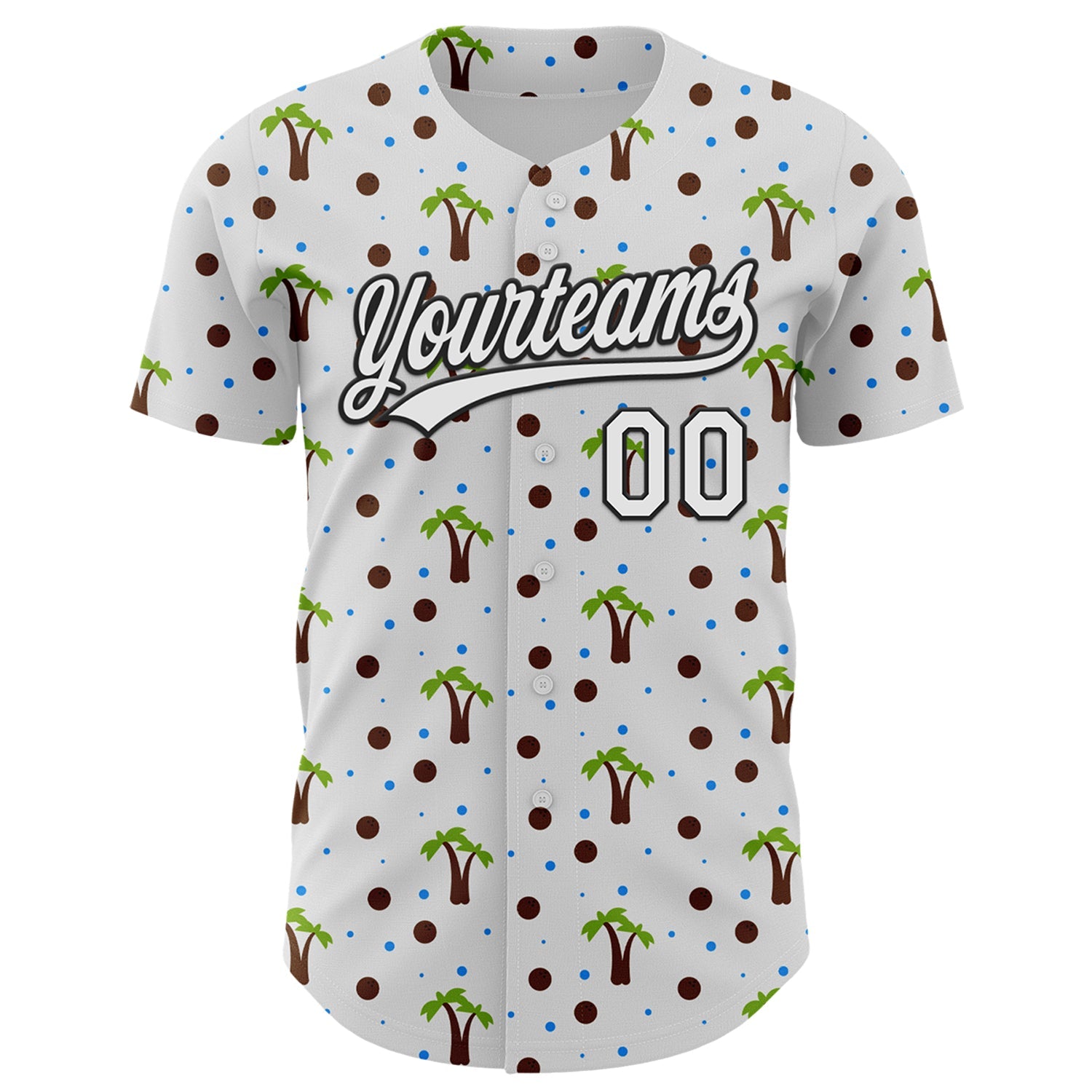 Custom White Black 3D Hawaii Tropical Palm Tree Authentic Baseball Jersey view 2