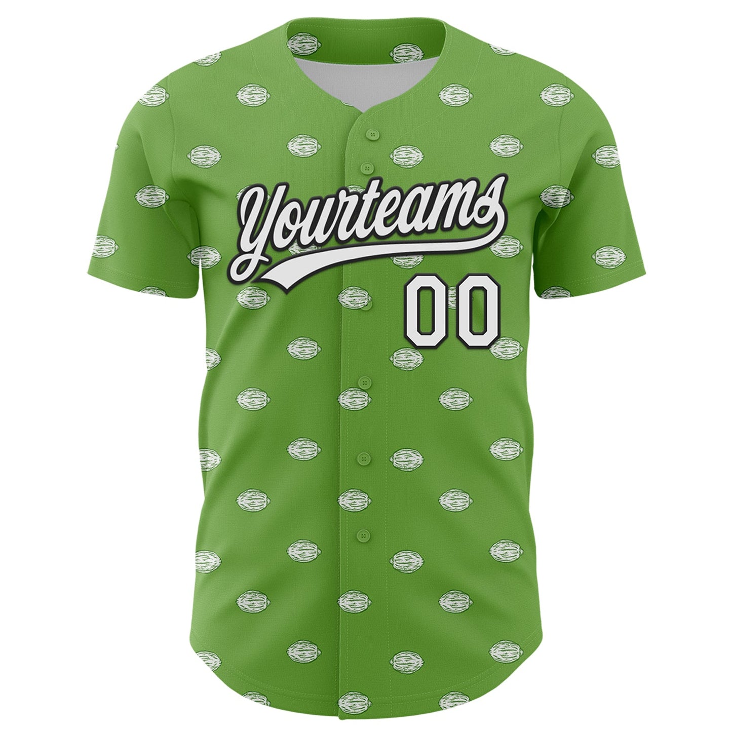 Custom Green White-Black 3D Hawaii Fruit Lemon Authentic Baseball Jersey view 2