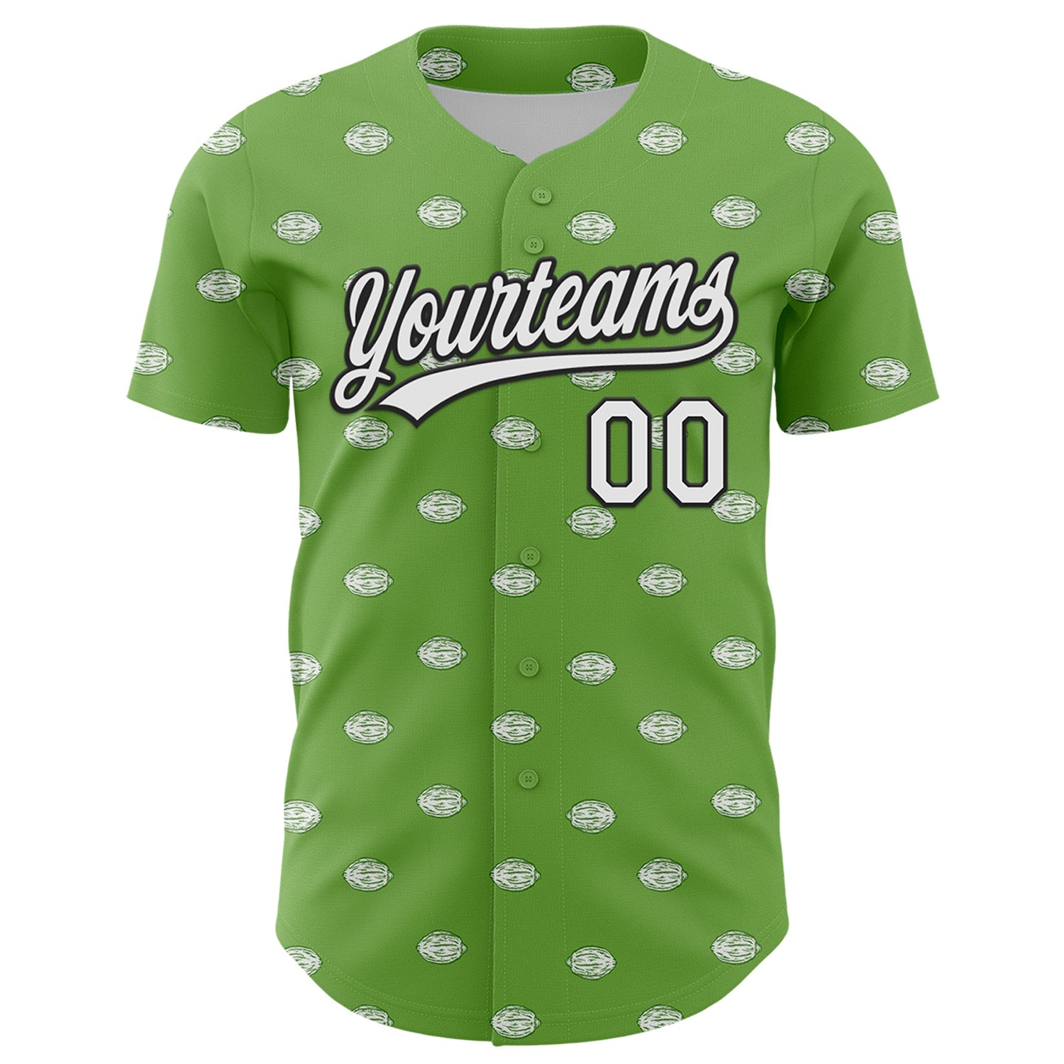 Custom Green White-Black 3D Hawaii Fruit Lemon Authentic Baseball Jersey view 2