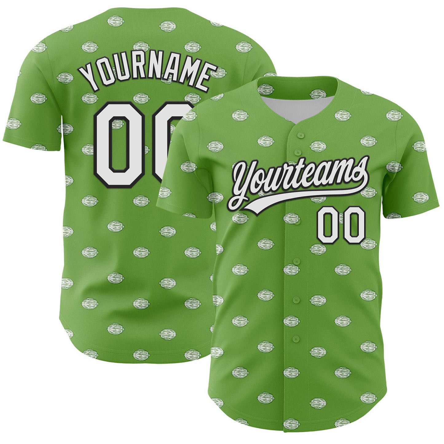 Custom Green White-Black 3D Hawaii Fruit Lemon Authentic Baseball Jersey - Main View