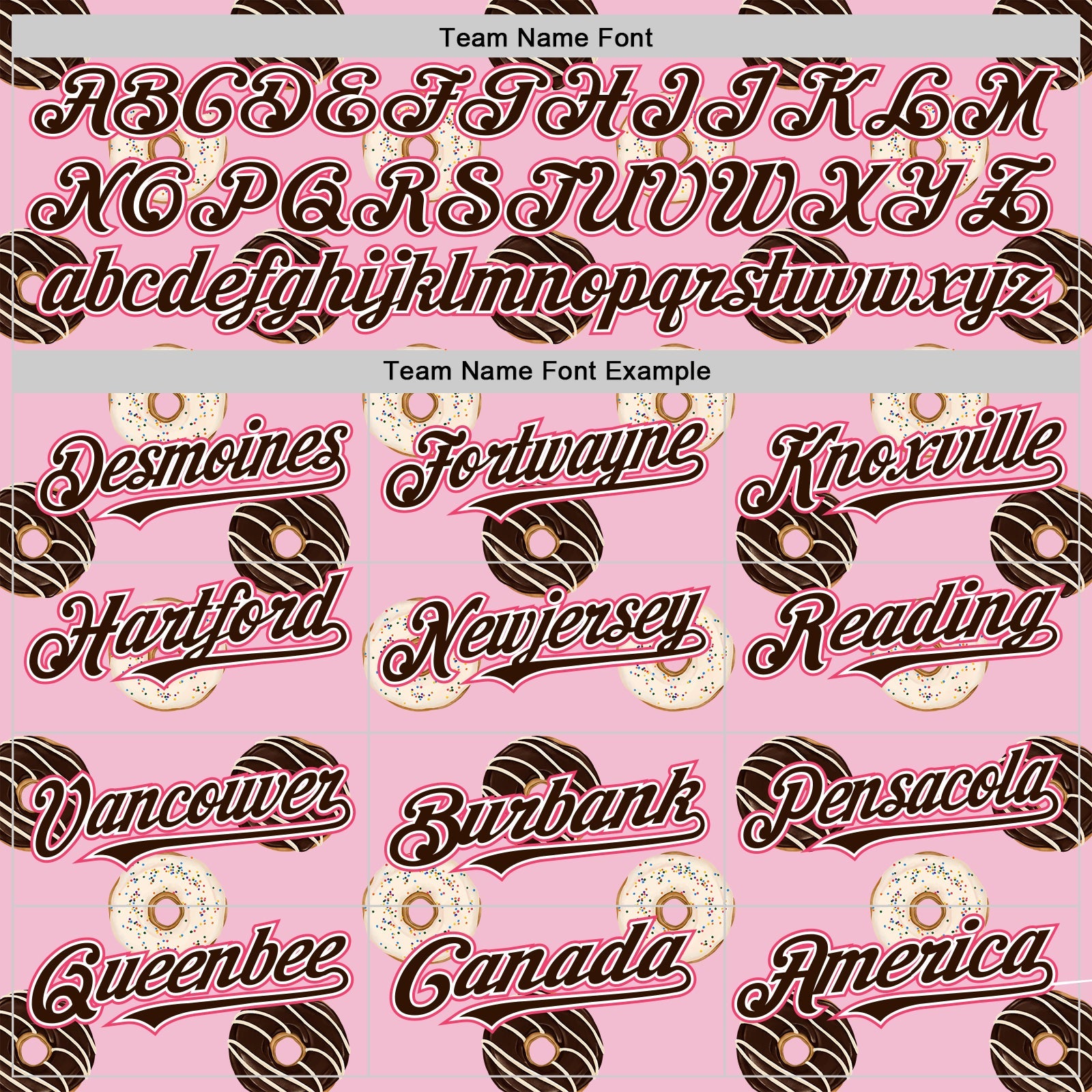 Custom Light Pink Brown-Neon Pink 3D Pattern Design Foodie Food Dessert Doughnut Authentic Baseball Jersey view 4