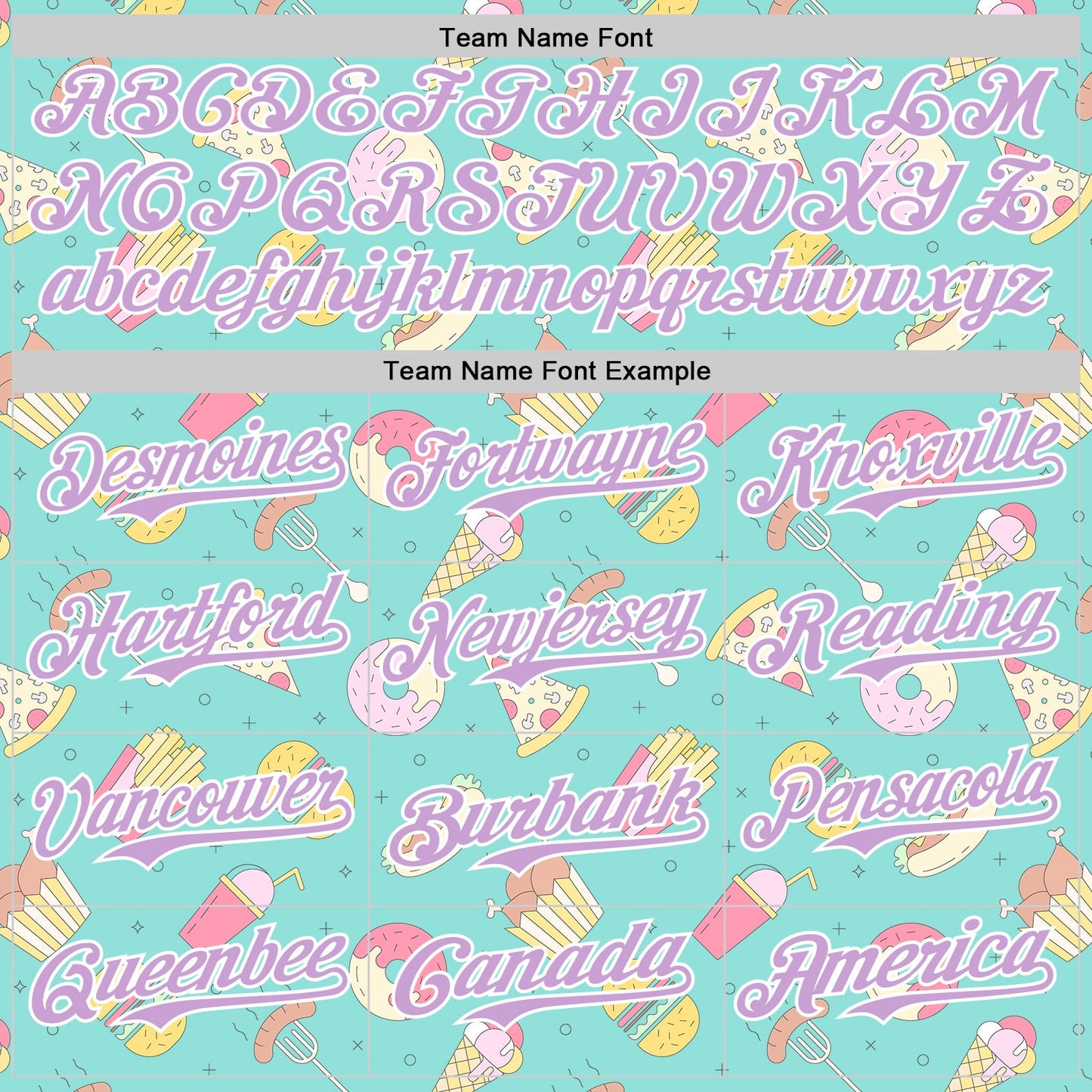 Custom Ice Blue Light Purple-White 3D Pattern Design Foodie Fast Food Burger Fries Pizza Authentic Baseball Jersey view 4