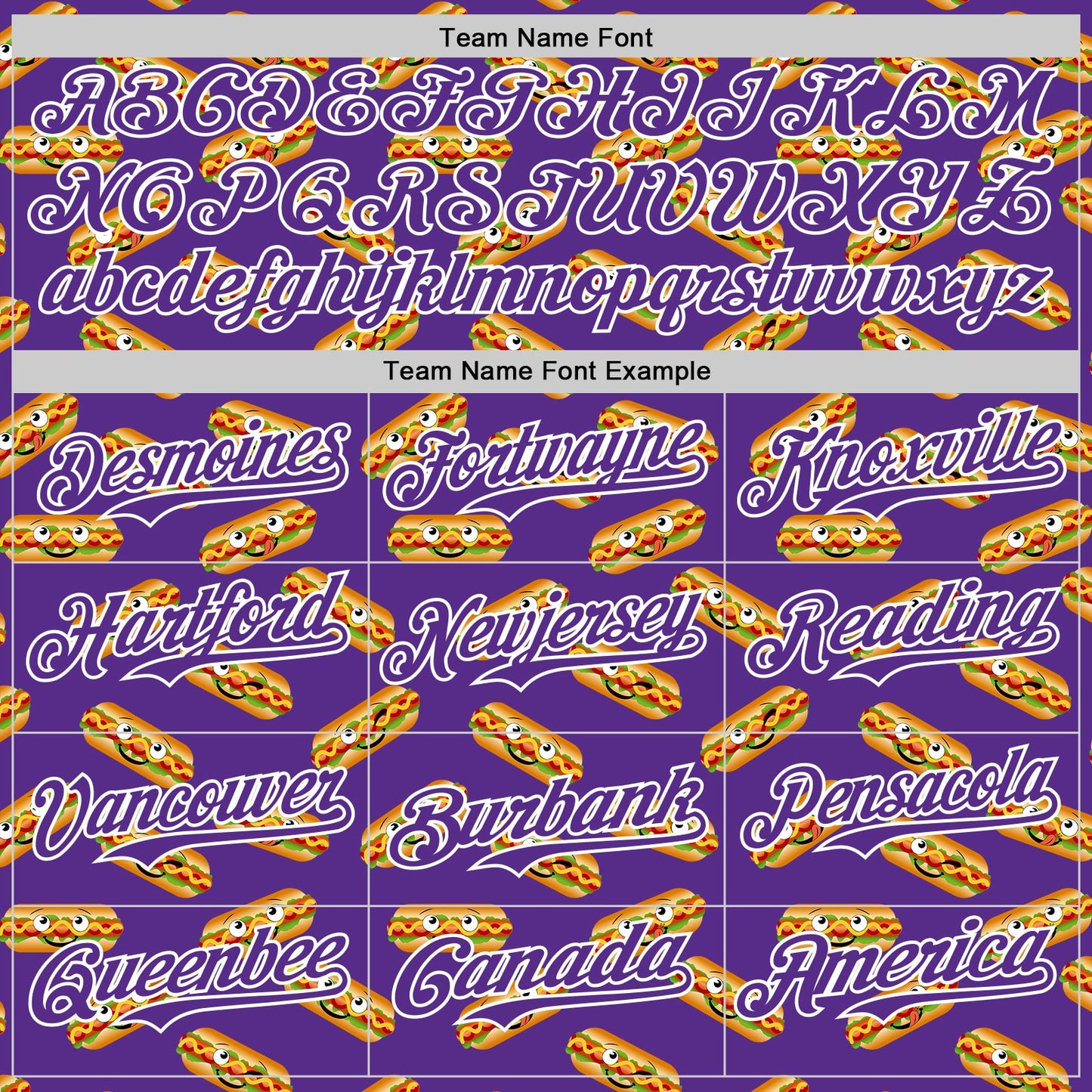 Custom Purple White 3D Pattern Design Foodie Fast Food Hot Dog Authentic Baseball Jersey view 4