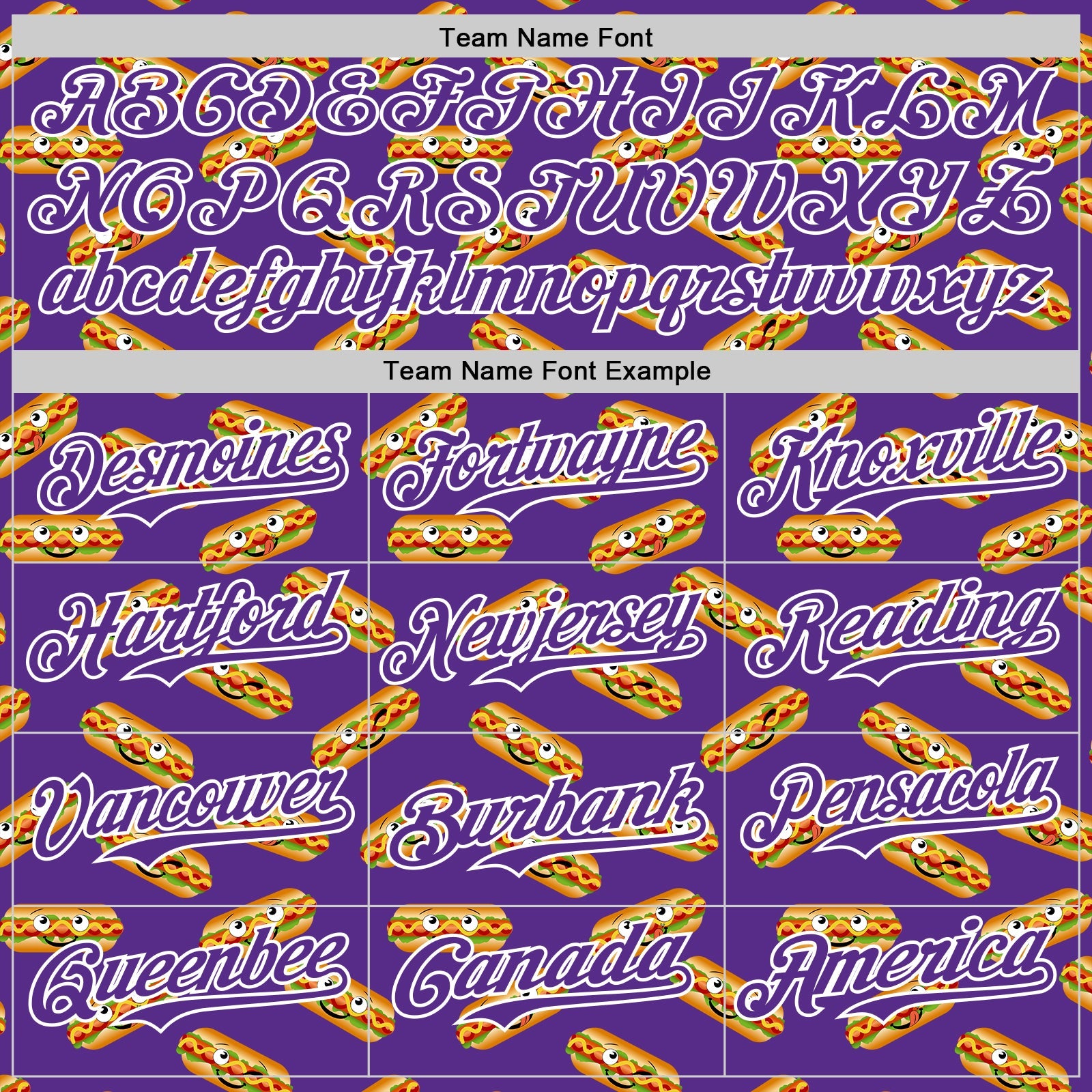Custom Purple White 3D Pattern Design Foodie Fast Food Hot Dog Authentic Baseball Jersey view 4