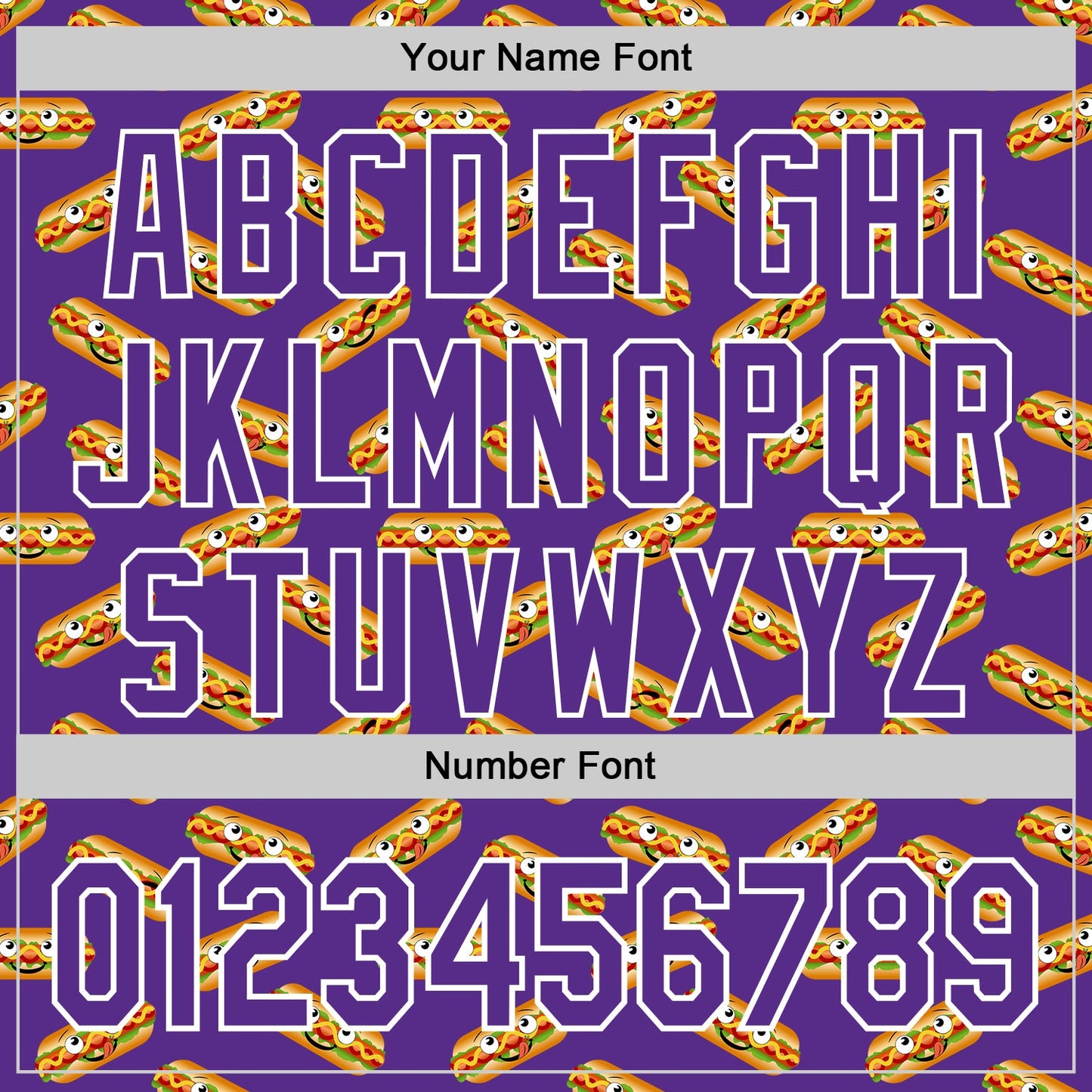 Custom Purple White 3D Pattern Design Foodie Fast Food Hot Dog Authentic Baseball Jersey view 5