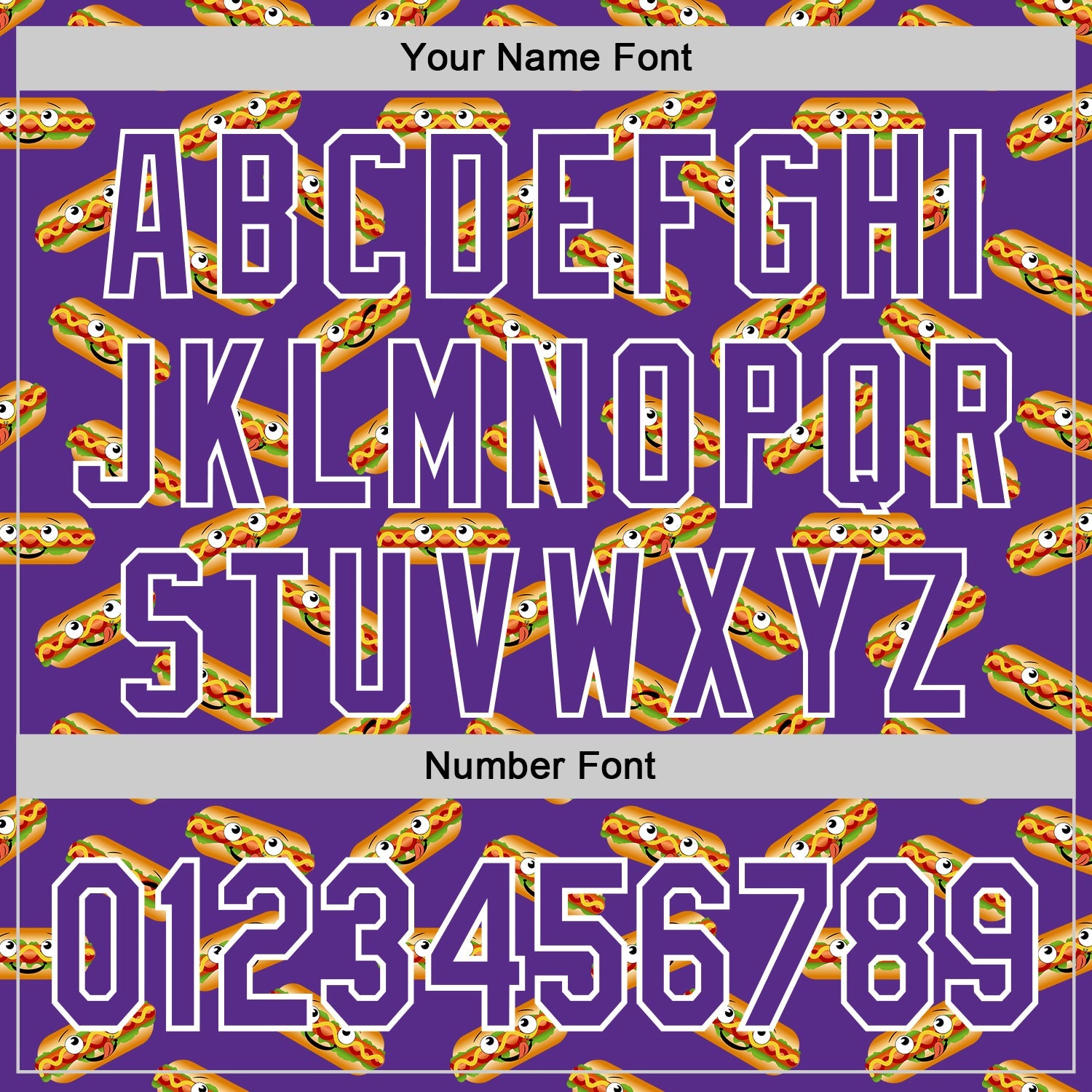 Custom Purple White 3D Pattern Design Foodie Fast Food Hot Dog Authentic Baseball Jersey view 5