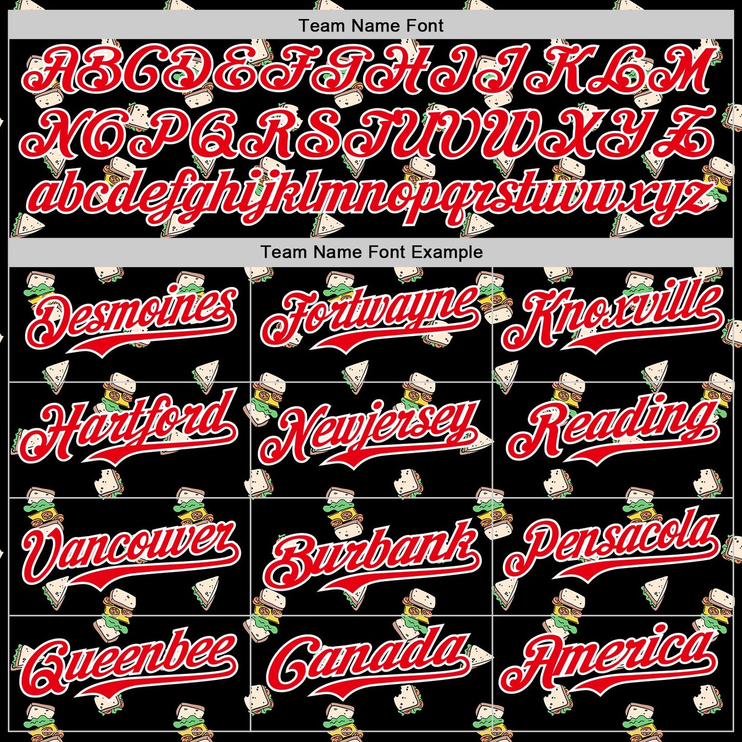 Custom Black Fire Red-White 3D Pattern Design Foodie Fast Food Sandwich Authentic Baseball Jersey view 4