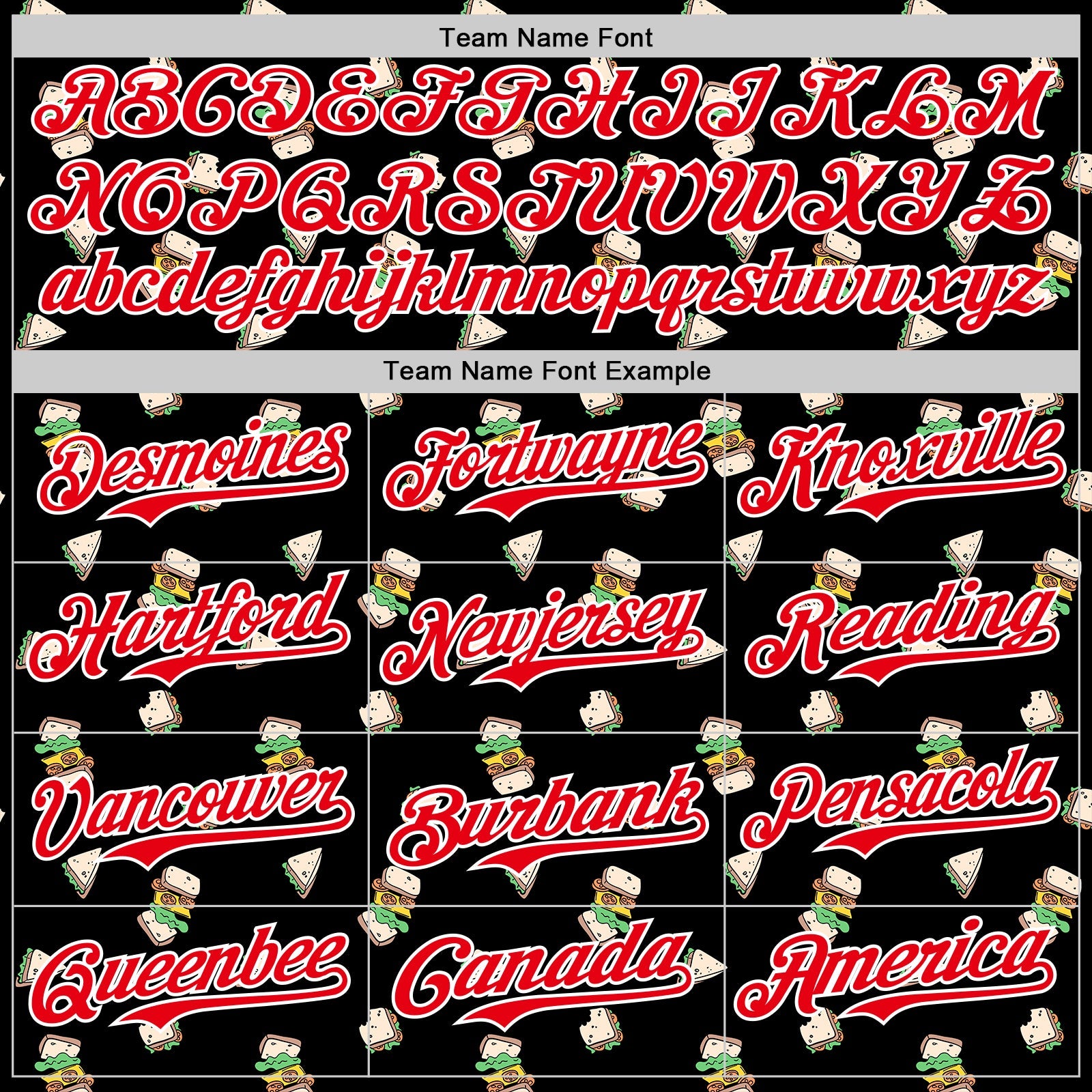 Custom Black Fire Red-White 3D Pattern Design Foodie Fast Food Sandwich Authentic Baseball Jersey view 4