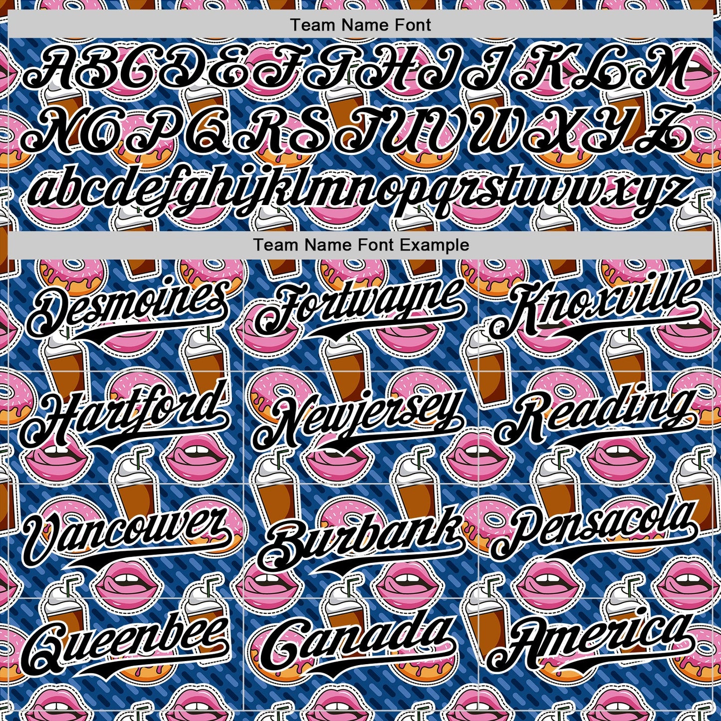 Custom US Navy Blue Black-White 3D Pattern Design Foodie Food Dessert Milkshake Donut Authentic Baseball Jersey view 4