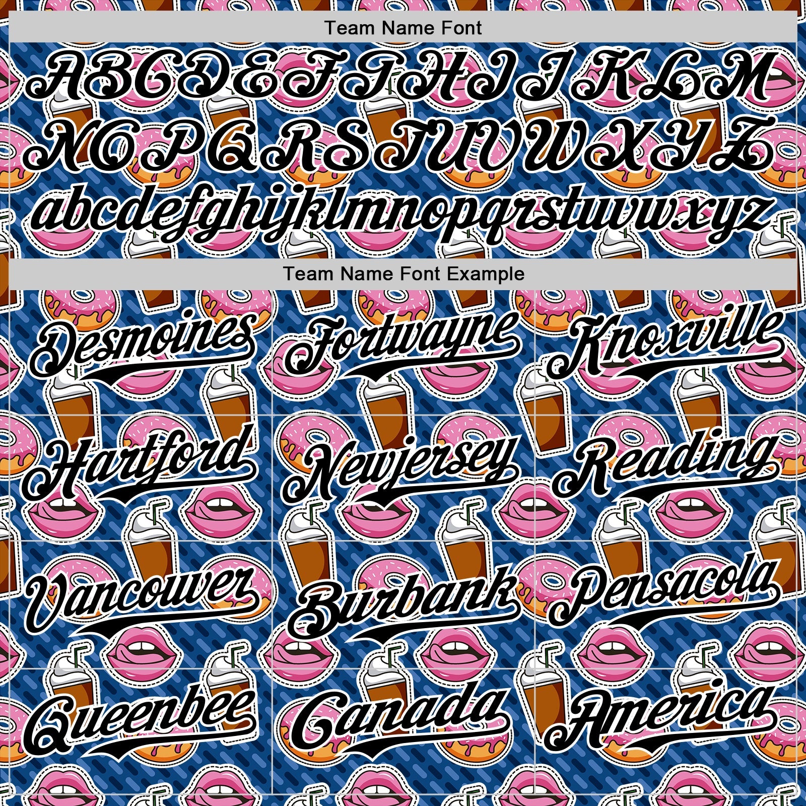 Custom US Navy Blue Black-White 3D Pattern Design Foodie Food Dessert Milkshake Donut Authentic Baseball Jersey view 4