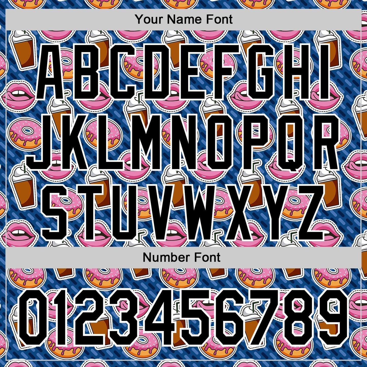 Custom US Navy Blue Black-White 3D Pattern Design Foodie Food Dessert Milkshake Donut Authentic Baseball Jersey view 5