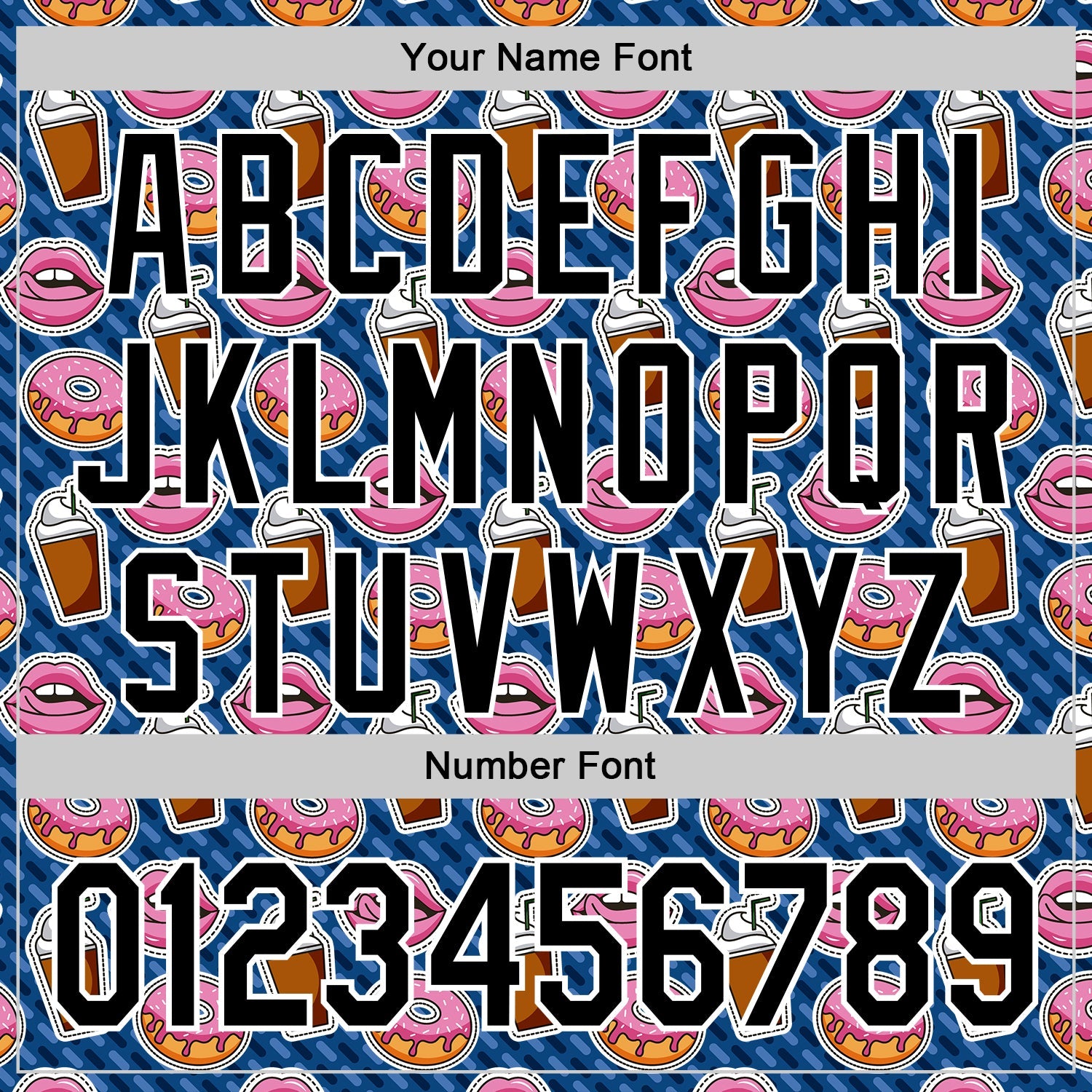 Custom US Navy Blue Black-White 3D Pattern Design Foodie Food Dessert Milkshake Donut Authentic Baseball Jersey view 5