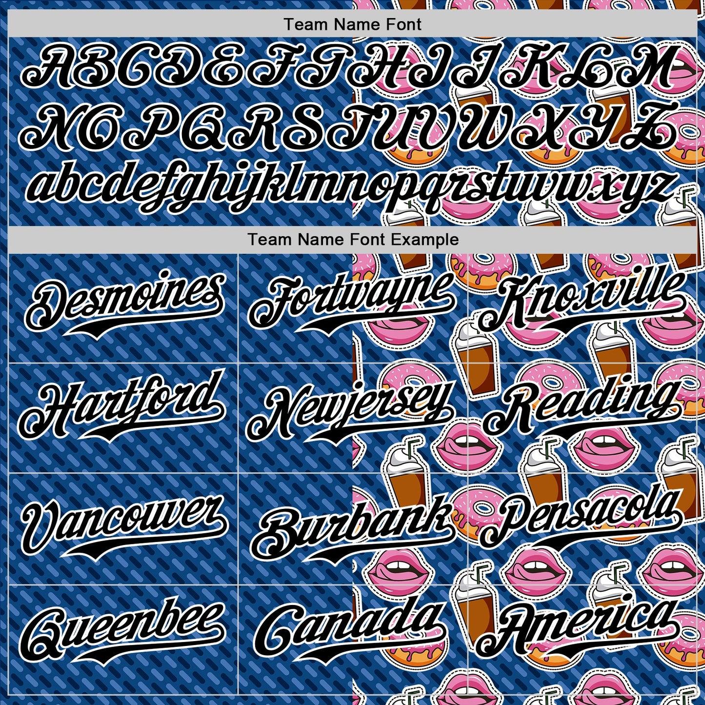 Custom US Navy Blue Black-White 3D Pattern Design Foodie Food Dessert Milkshake Donut Authentic Baseball Jersey view 4