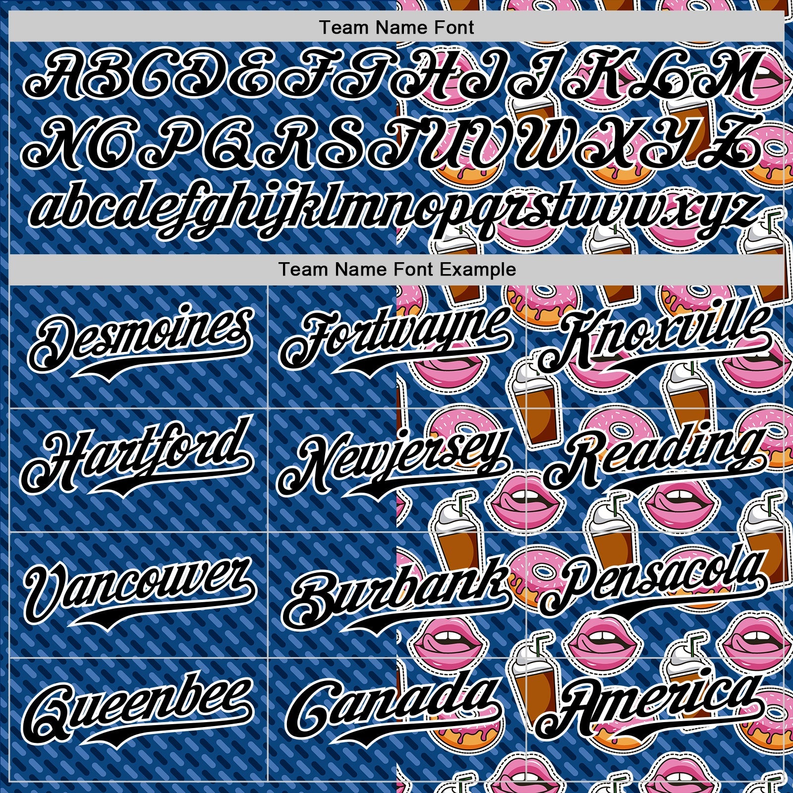 Custom US Navy Blue Black-White 3D Pattern Design Foodie Food Dessert Milkshake Donut Authentic Baseball Jersey view 4