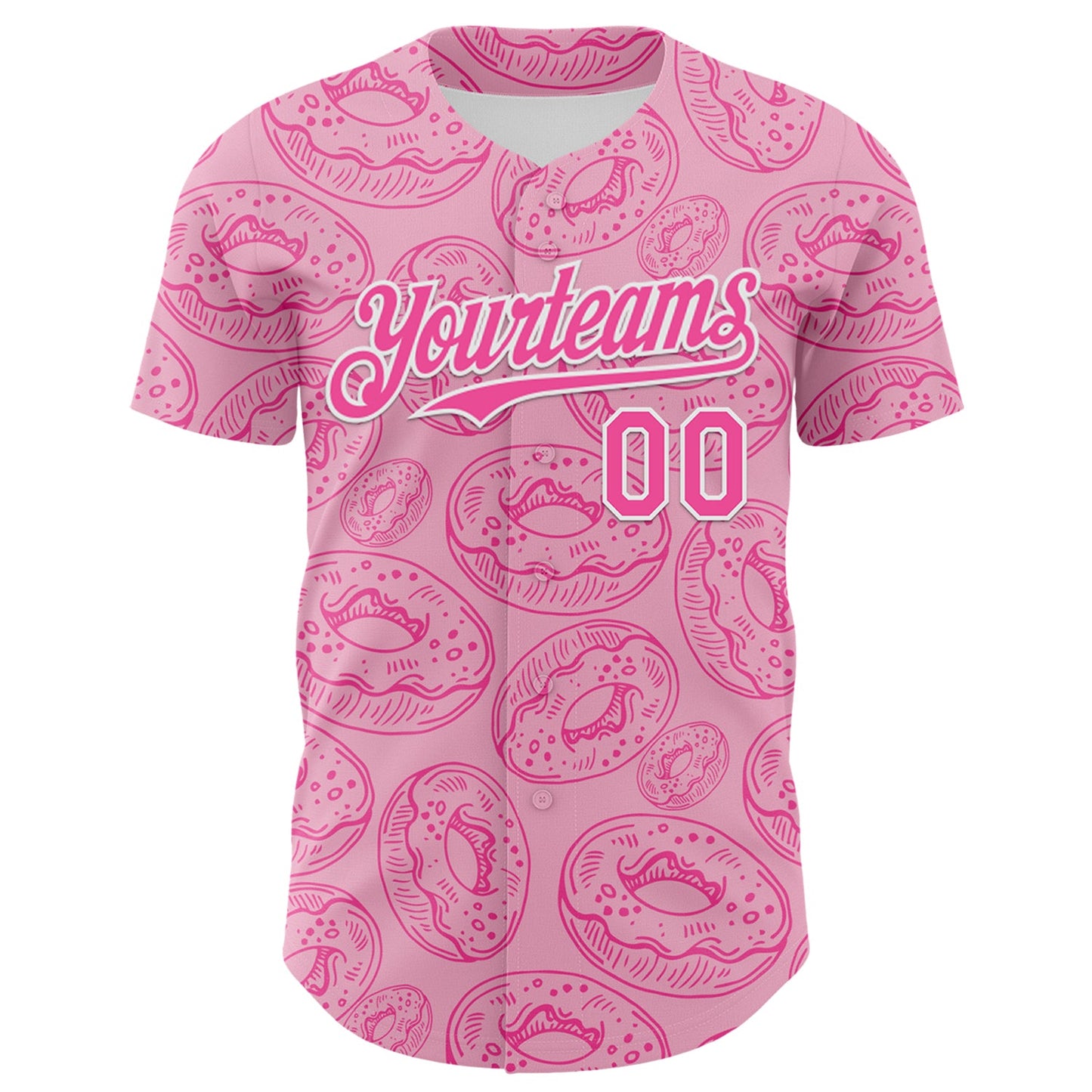 Custom Light Pink Pink-White 3D Pattern Design Christmas Foodie Food Dessert Donut Authentic Baseball Jersey view 2