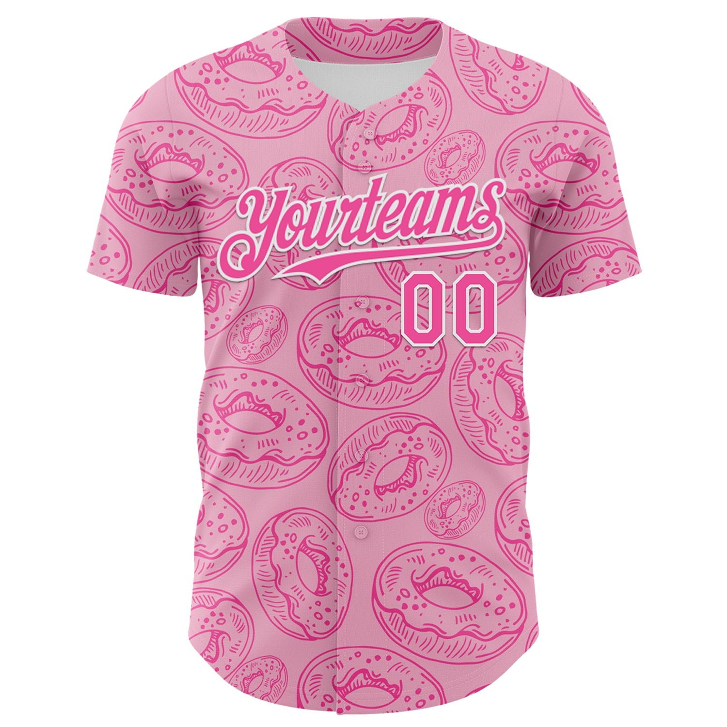 Custom Light Pink Pink-White 3D Pattern Design Christmas Foodie Food Dessert Donut Authentic Baseball Jersey view 2