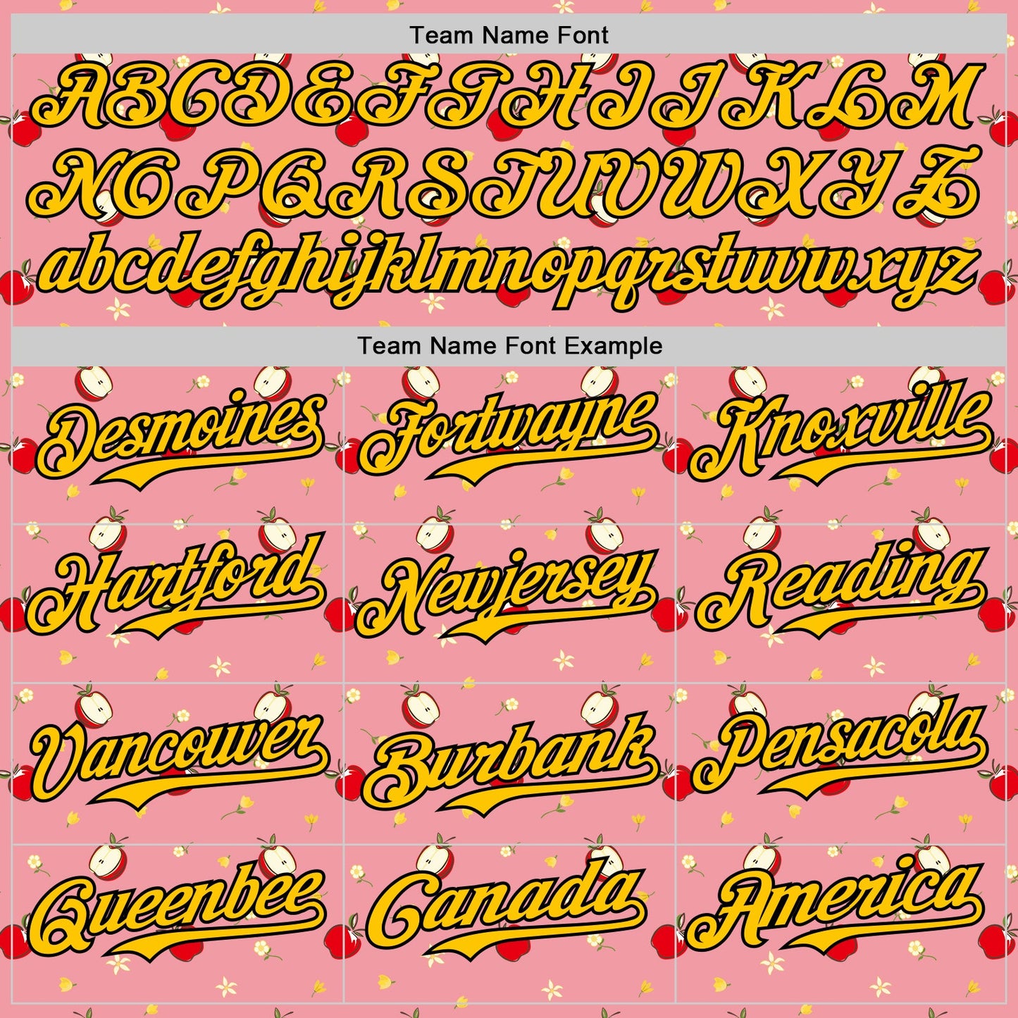 Custom Medium Pink Yellow-Black 3D Pattern Design Foodie Food Fruit Apple Authentic Baseball Jersey view 4