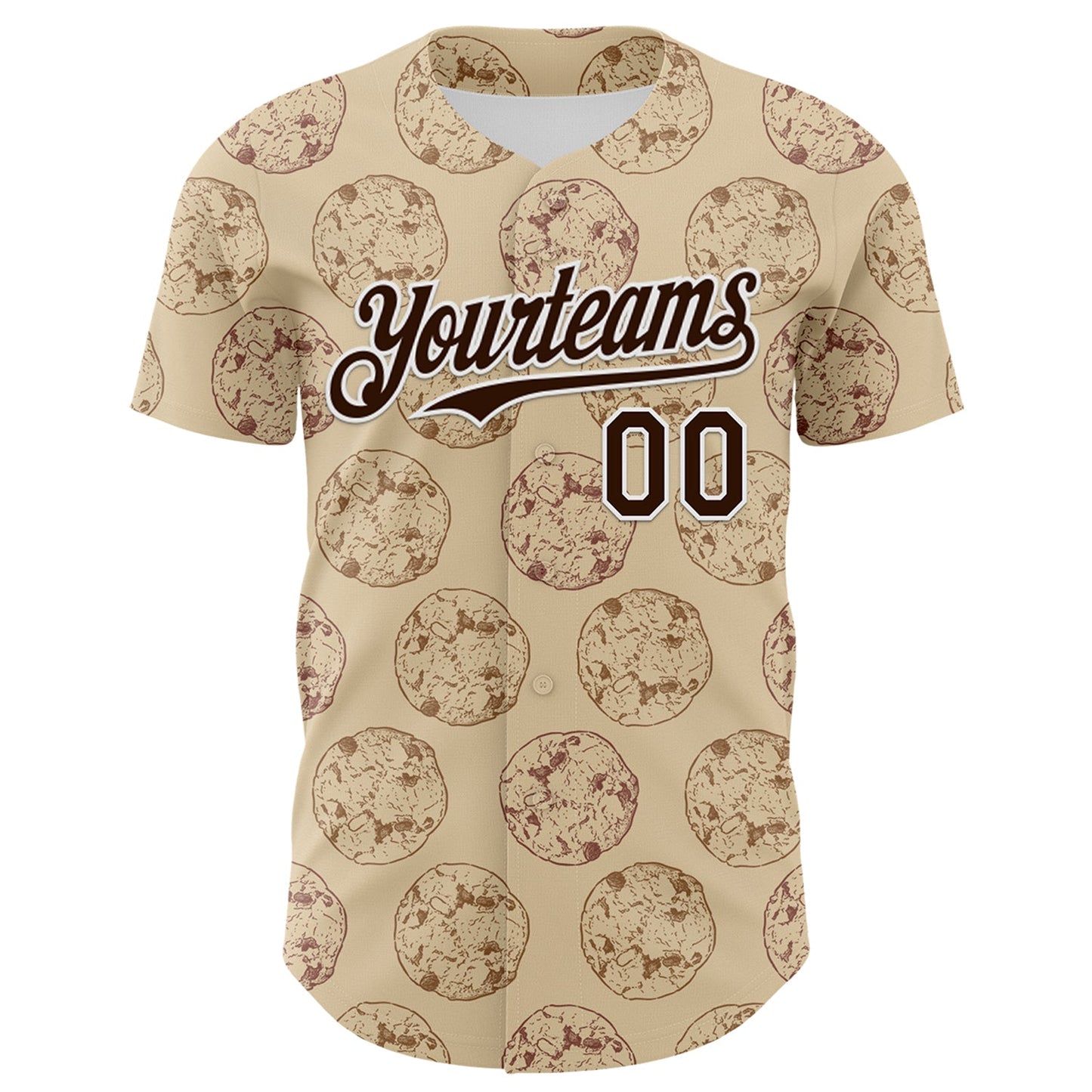 Custom City Cream Brown-White 3D Pattern Design Foodie Food Snack Chocolate Cookie Authentic Baseball Jersey view 2