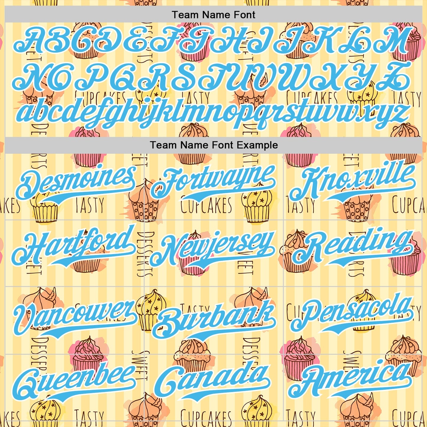Custom Yellow Sky Blue-White 3D Pattern Design Foodie Food Dessert Cupcake Authentic Baseball Jersey view 4