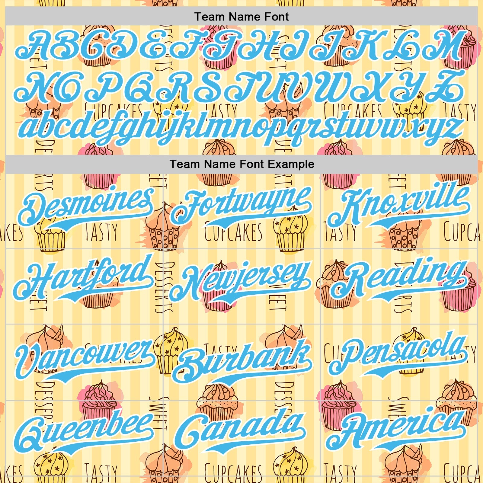 Custom Yellow Sky Blue-White 3D Pattern Design Foodie Food Dessert Cupcake Authentic Baseball Jersey view 4