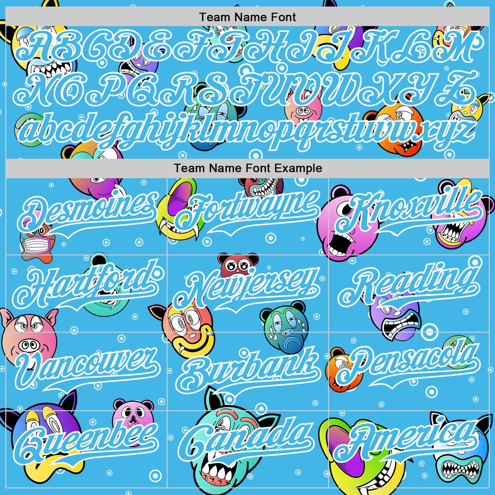 Custom Sky Blue White 3D Pattern Design Funny Cartoon Animal Authentic Baseball Jersey view 4