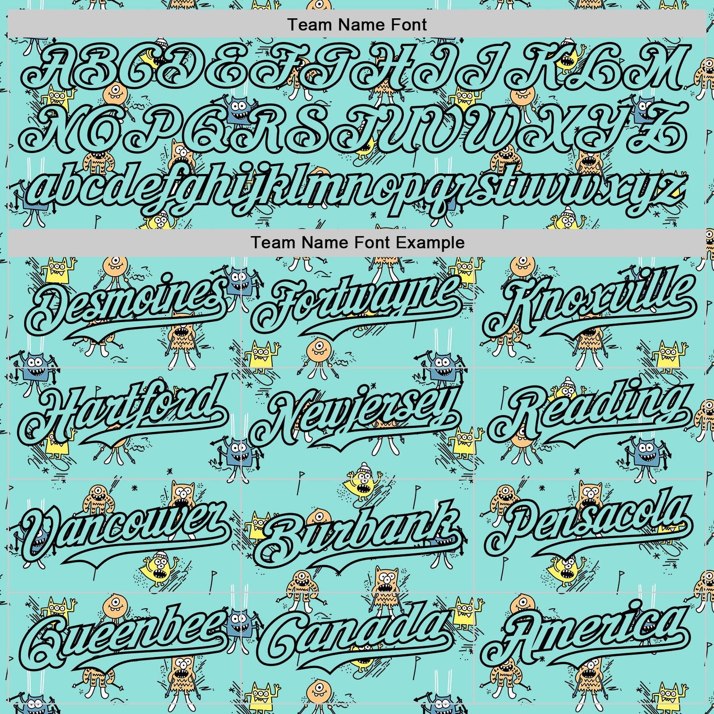 Custom Ice Blue Black 3D Pattern Design Funny Cartoon Monster Authentic Baseball Jersey view 4