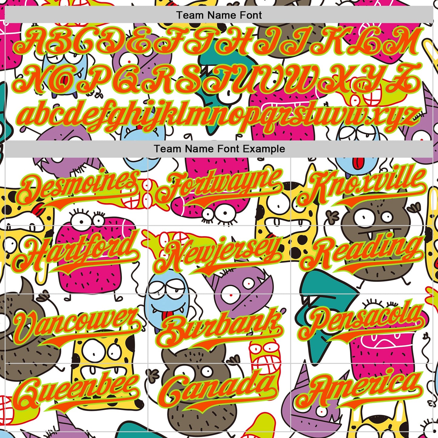 Custom White Orange-Neon Green 3D Pattern Design Funny Cartoon Monster Authentic Baseball Jersey view 4