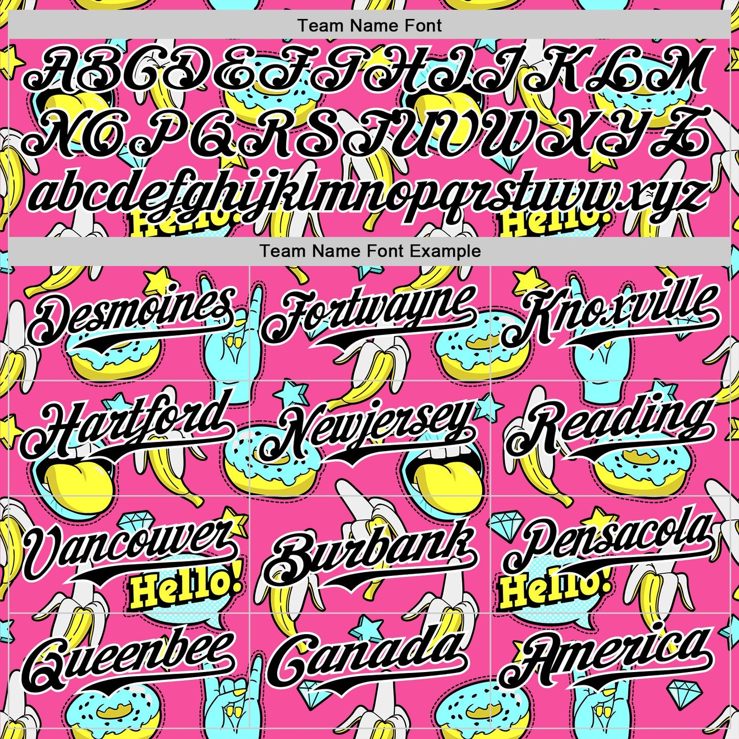 Custom Pink Black-White 3D Pattern Design Funny Cartoon Food Donut And Fruit Banana Authentic Baseball Jersey view 4