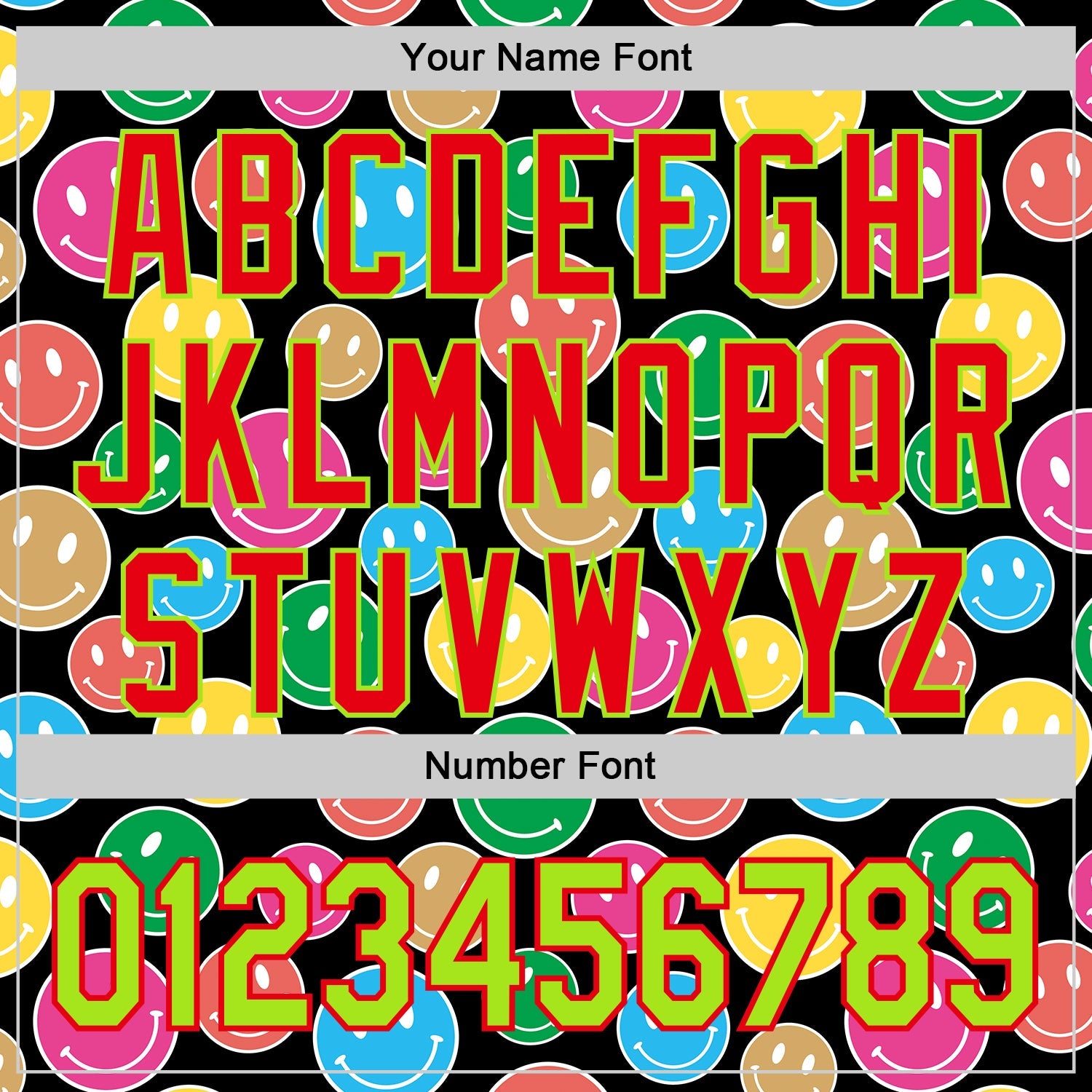 Custom Black Neon Green-Fire Red 3D Pattern Design Funny Cartoon Emoji Smile Face Authentic Baseball Jersey view 5