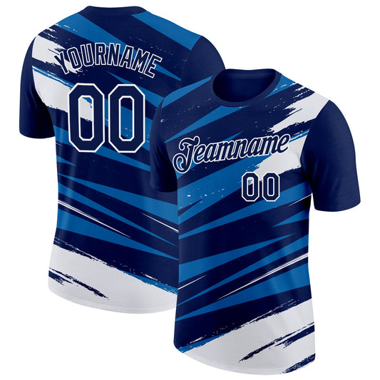 Custom Navy Blue-White 3D Esports Performance T-Shirt - Main View