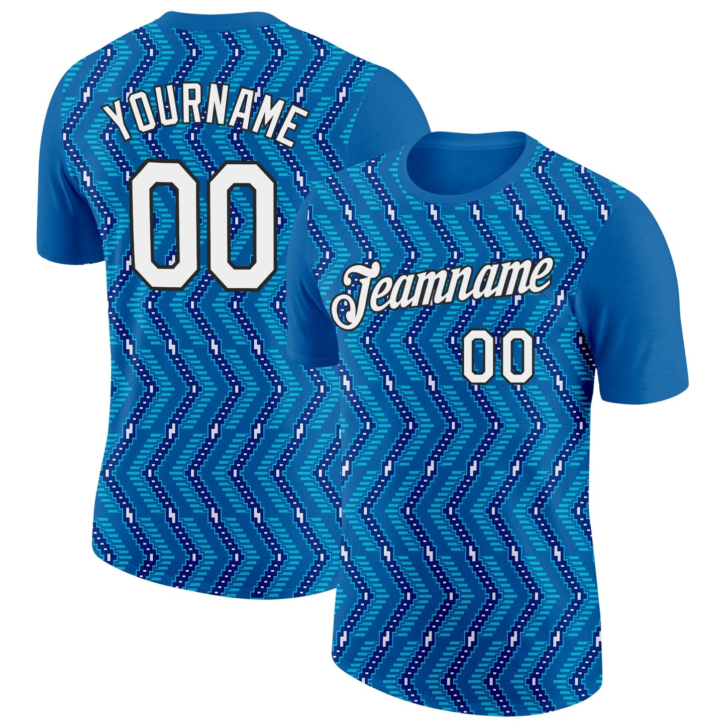 Custom Blue Royal Lakes Blue-Black 3D Esports Performance T-Shirt - Main View