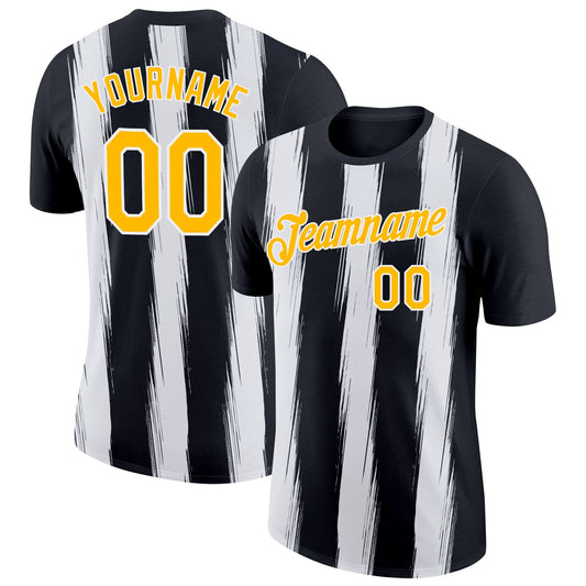 Custom Black Gold-White 3D Esports Performance T-Shirt - Main View