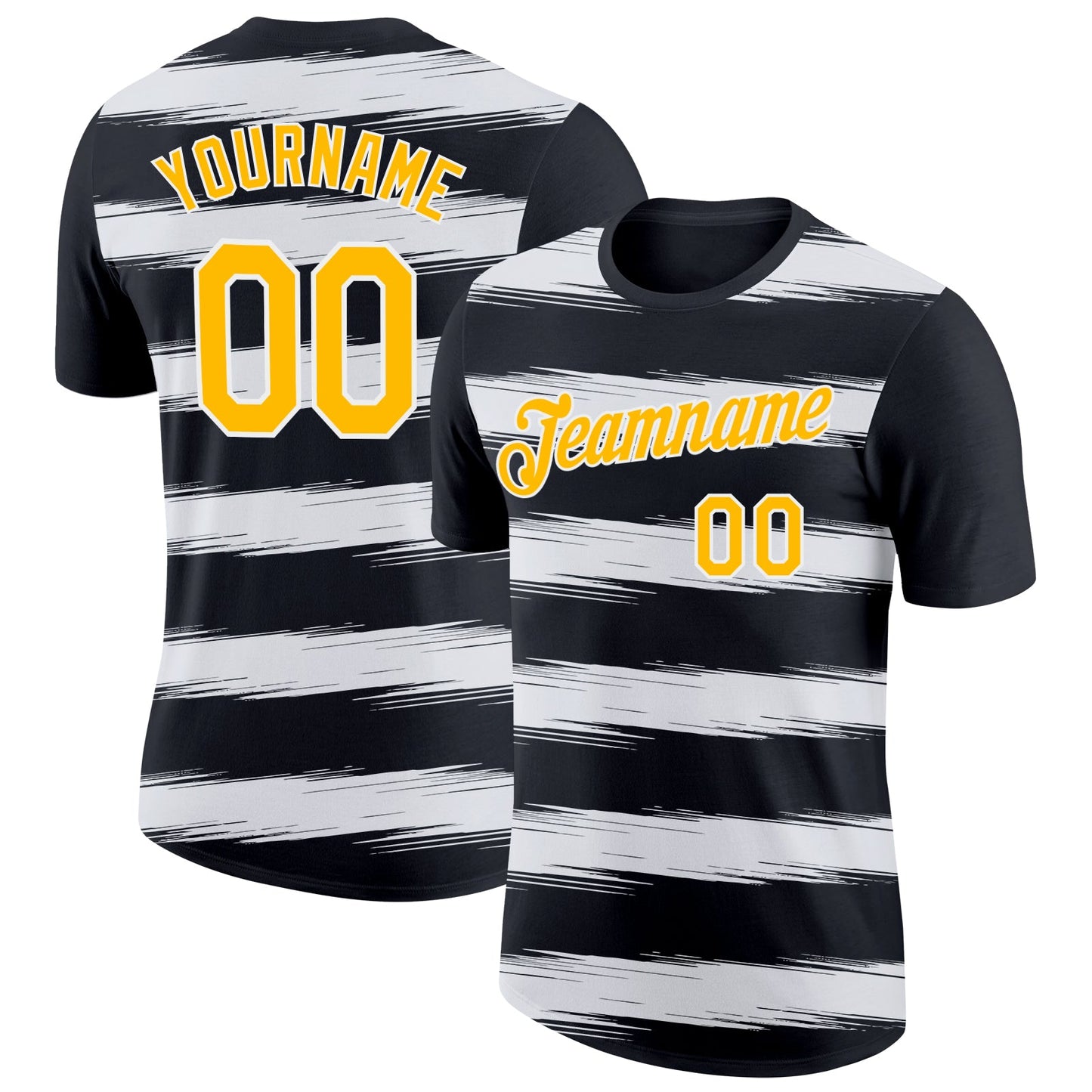 Custom Black Gold-White 3D Esports Performance T-Shirt - Main View
